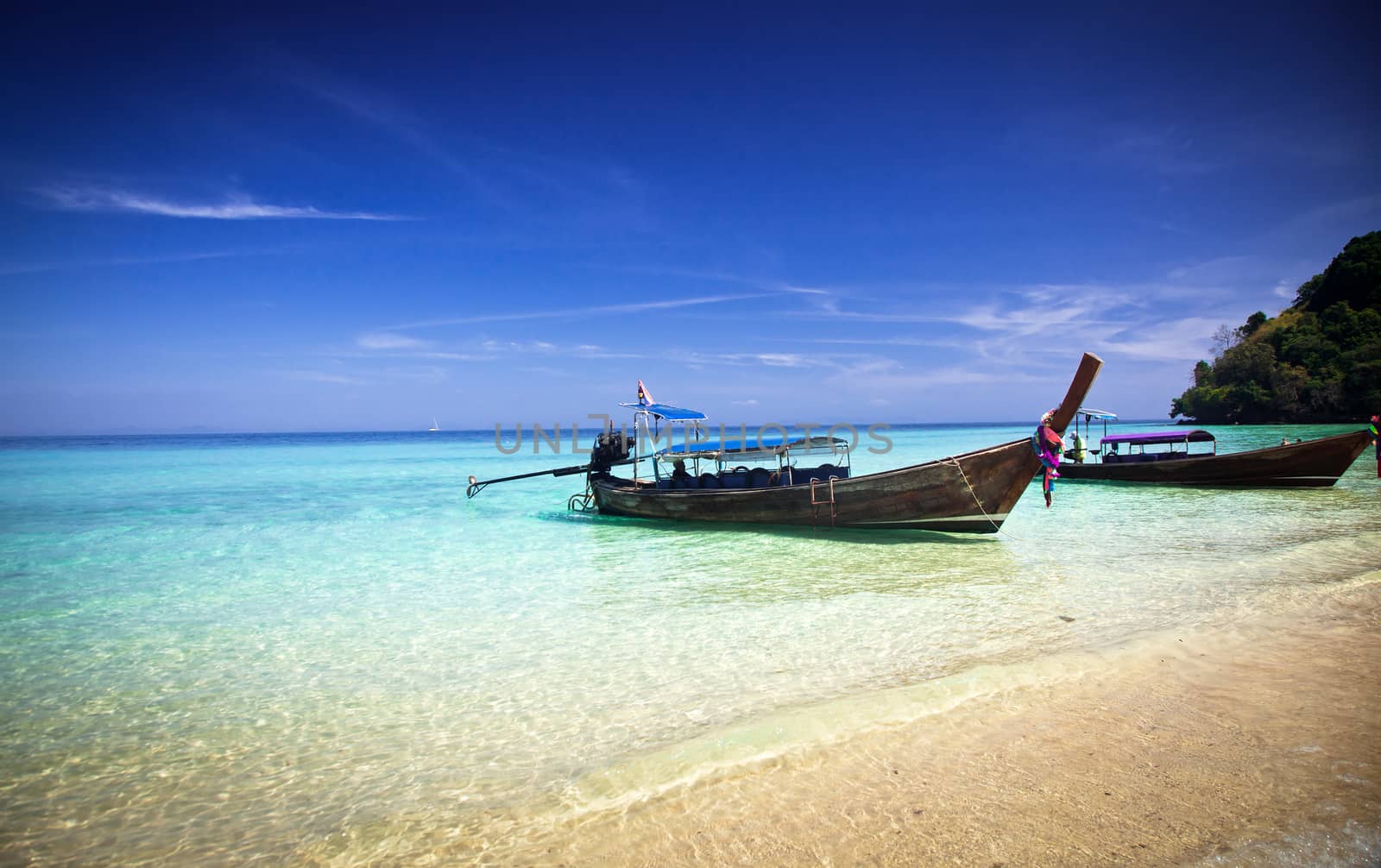 Longtail boats on the beautiful beach, Thailand