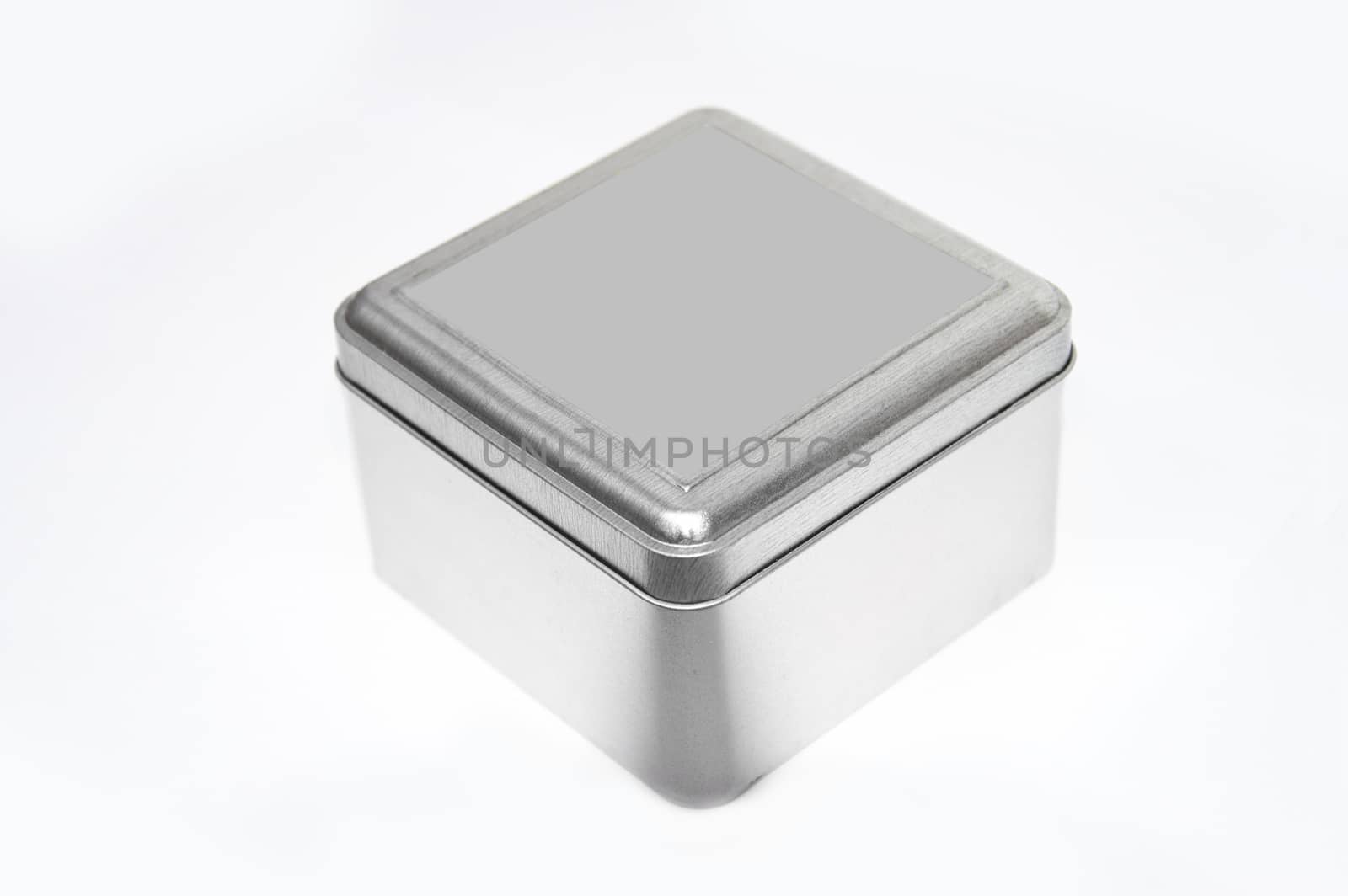 Silver box on isolated background.