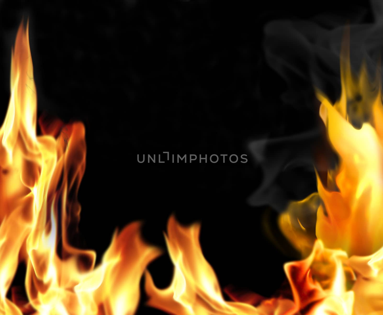 Close-up of fire and flames on a black background