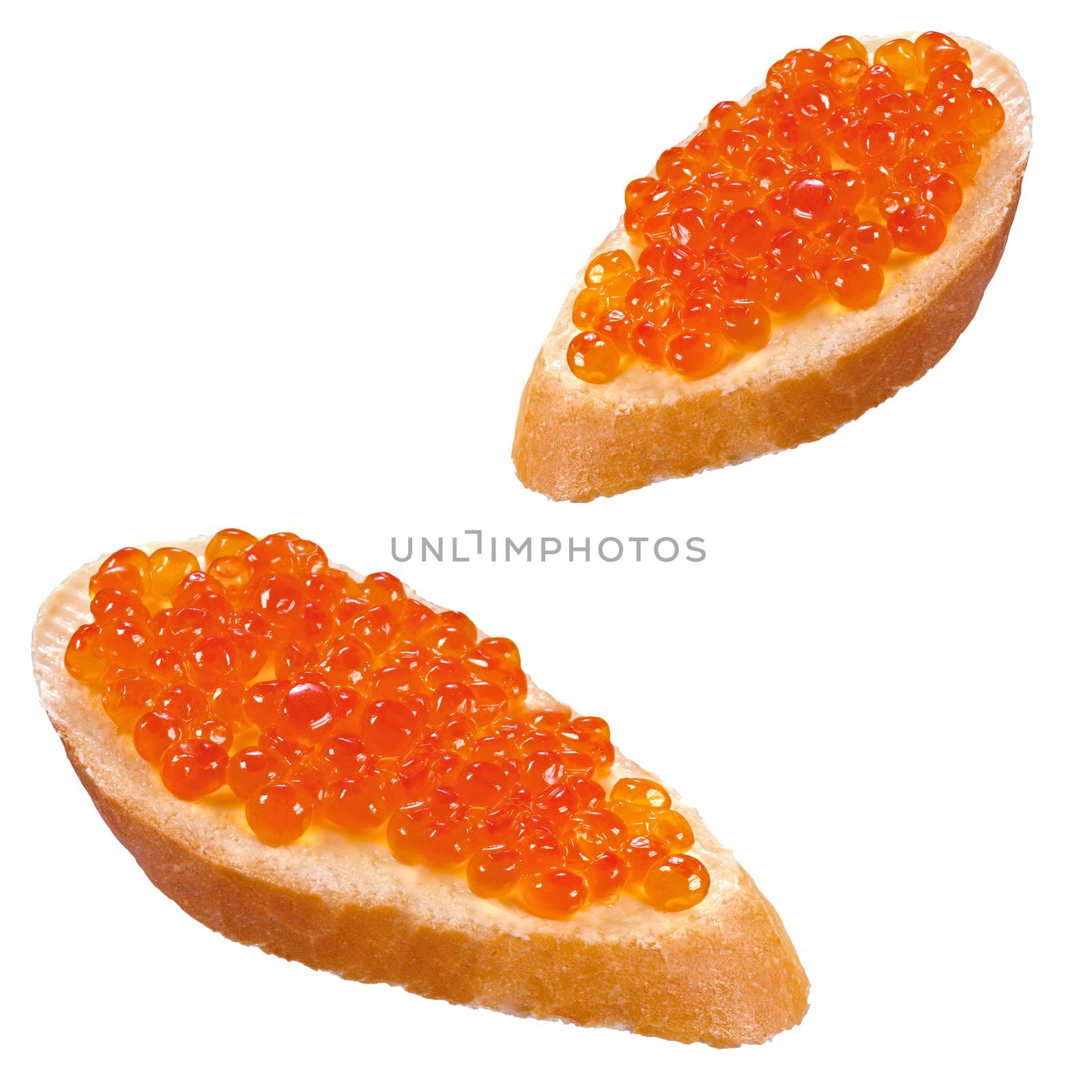 Red caviar sandwich