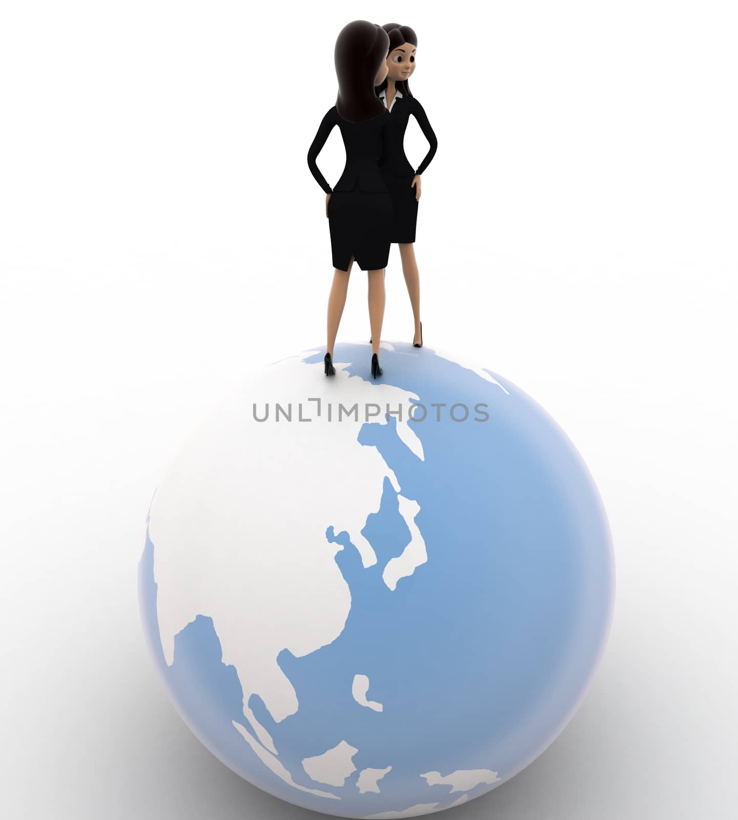 3d woman handshake on globe concept by touchmenithin@gmail.com