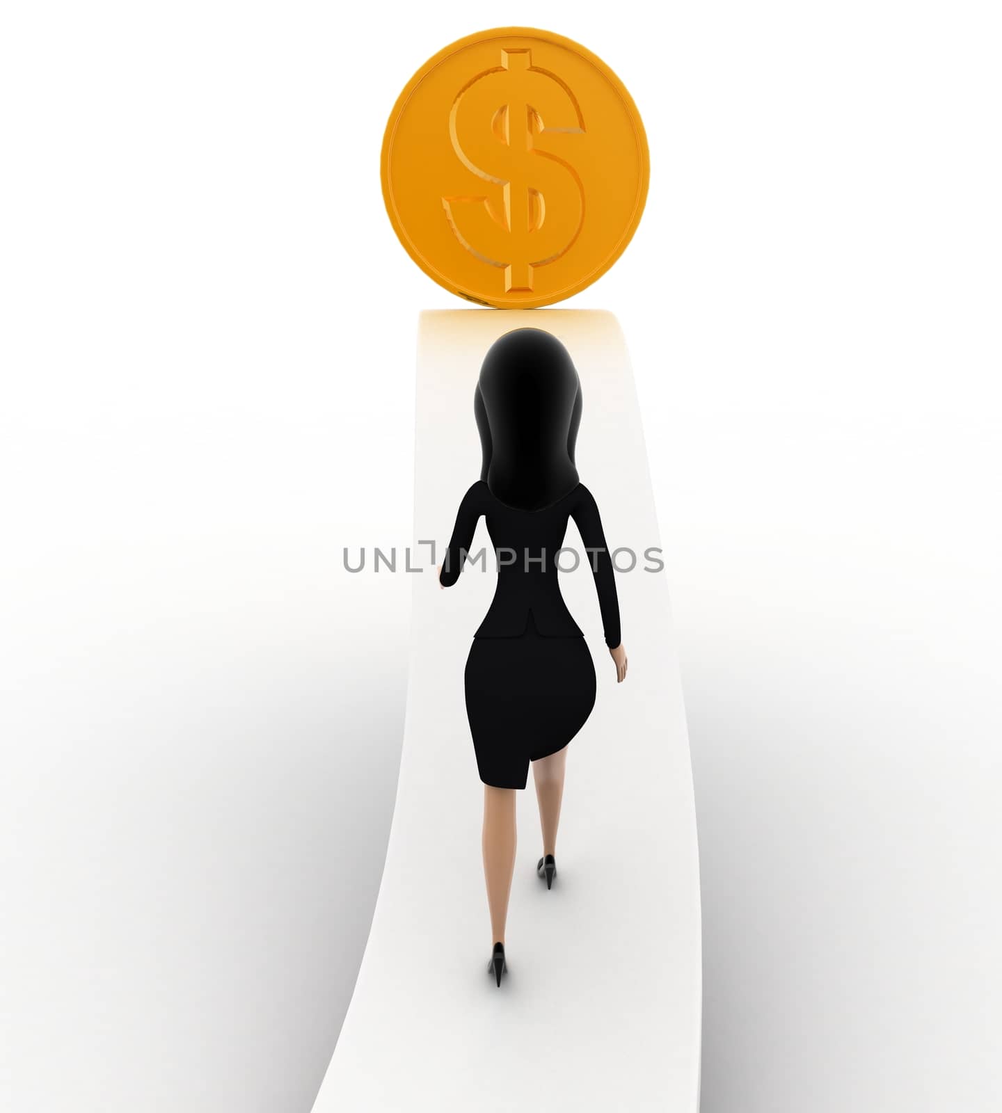 3d woman walking on arrow with dollar concept by touchmenithin@gmail.com