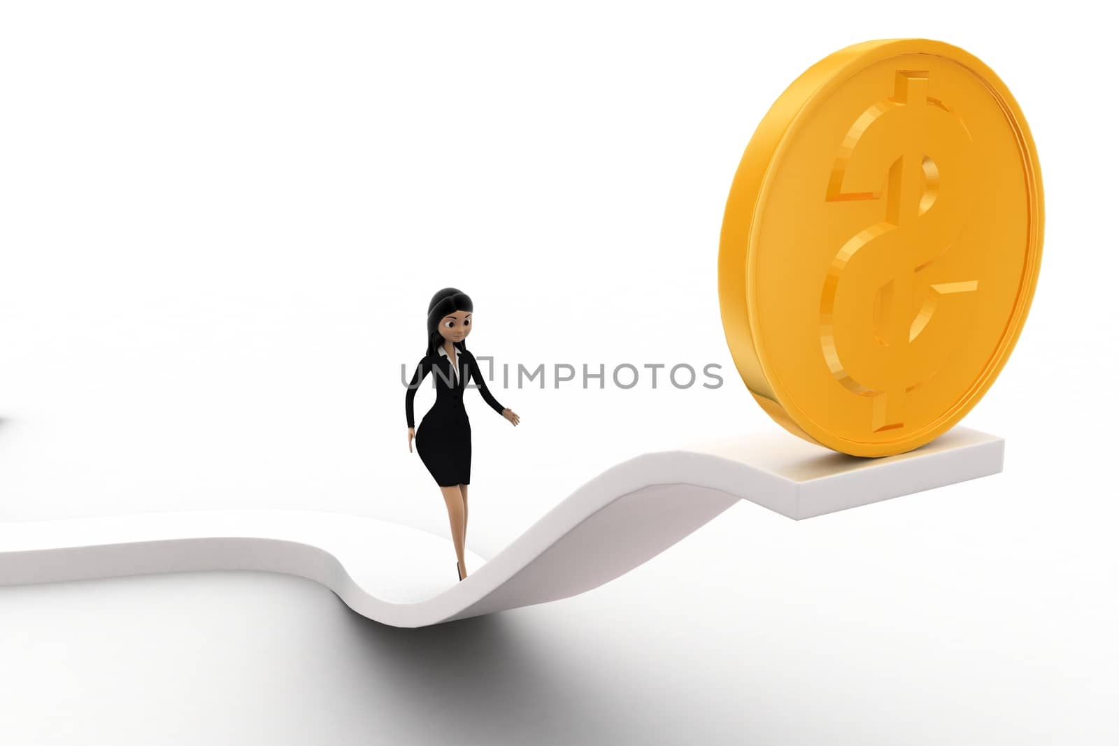 3d woman walking on arrow with dollar concept by touchmenithin@gmail.com