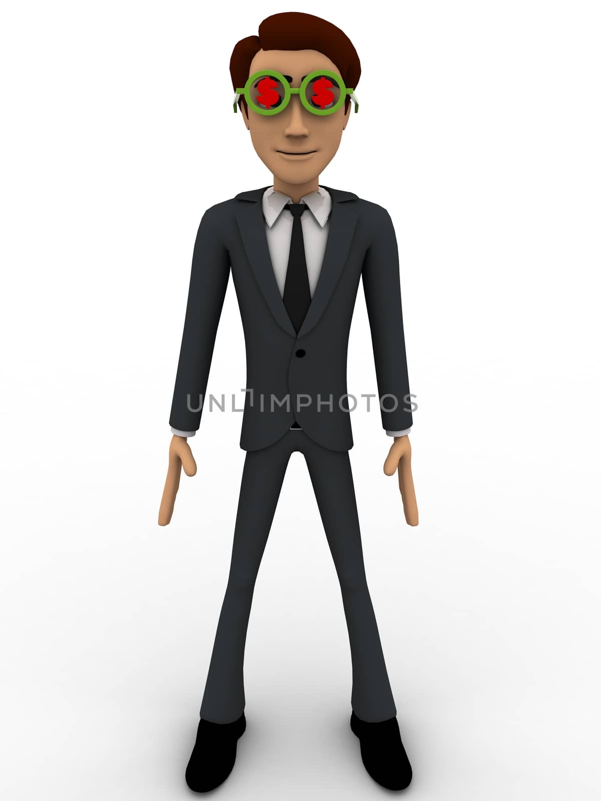 3d man wear dollar glasses concept by touchmenithin@gmail.com