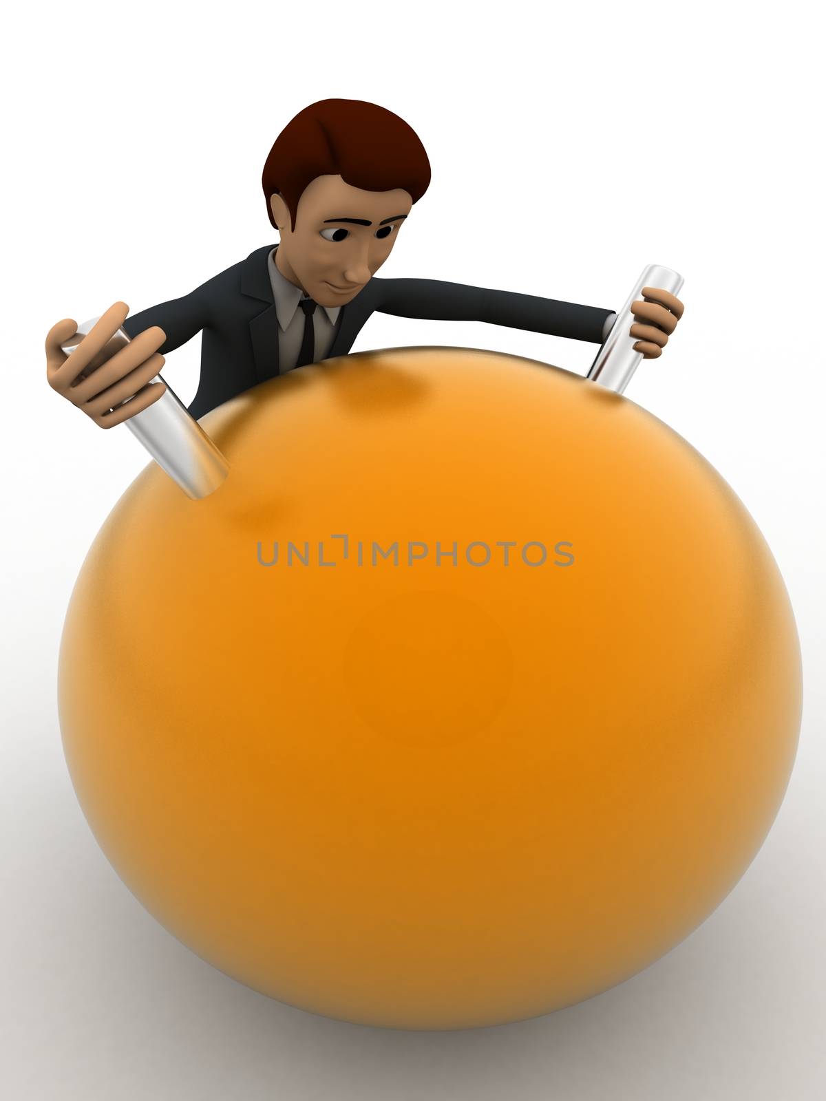 3d man holding two handle of globe concept by touchmenithin@gmail.com