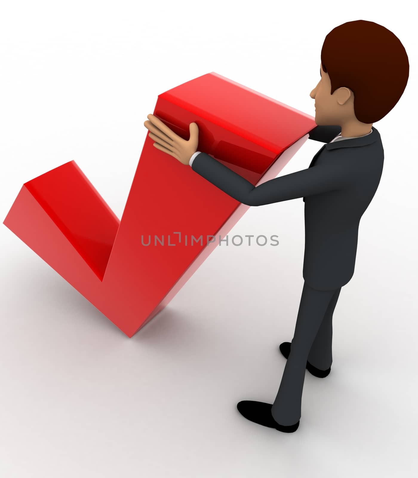 3d man with red right symbol concept by touchmenithin@gmail.com