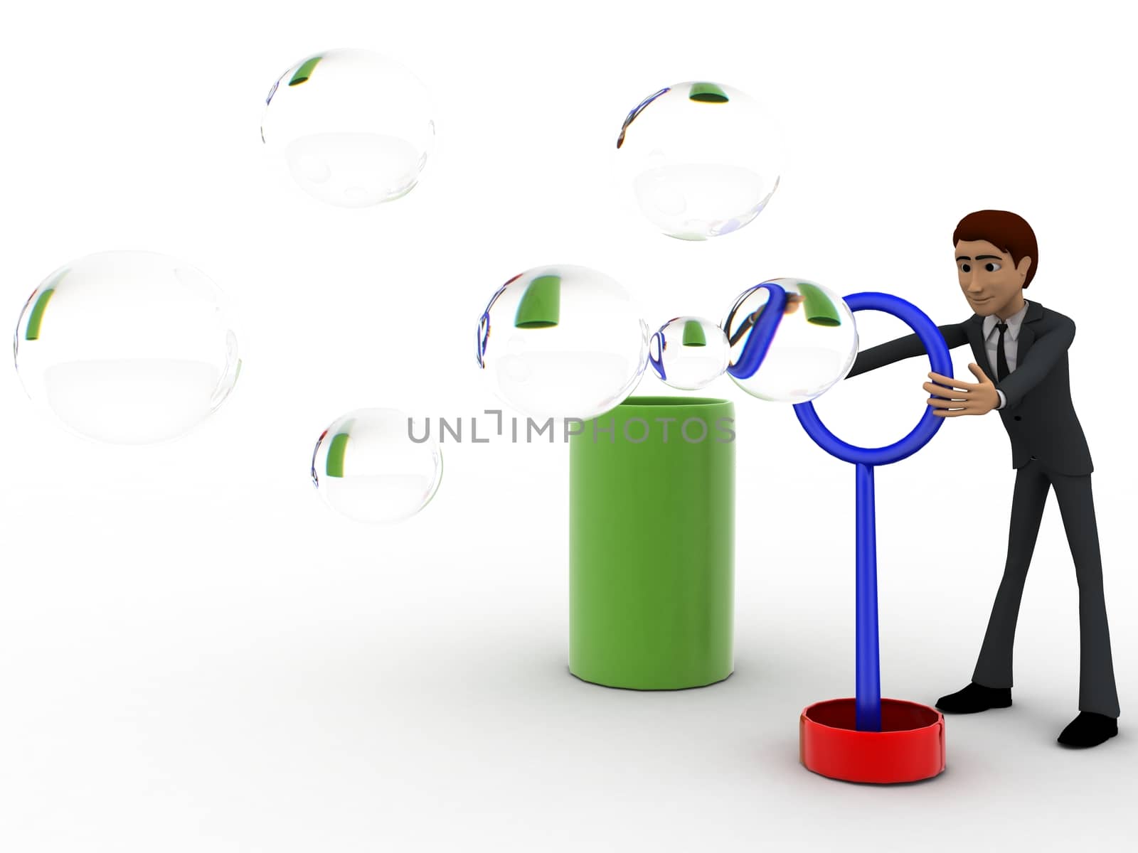 3d man create white bubbles concept by touchmenithin@gmail.com