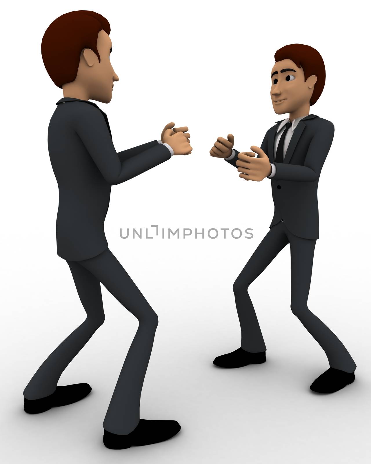 3d man boxing concept on white background, front angle view