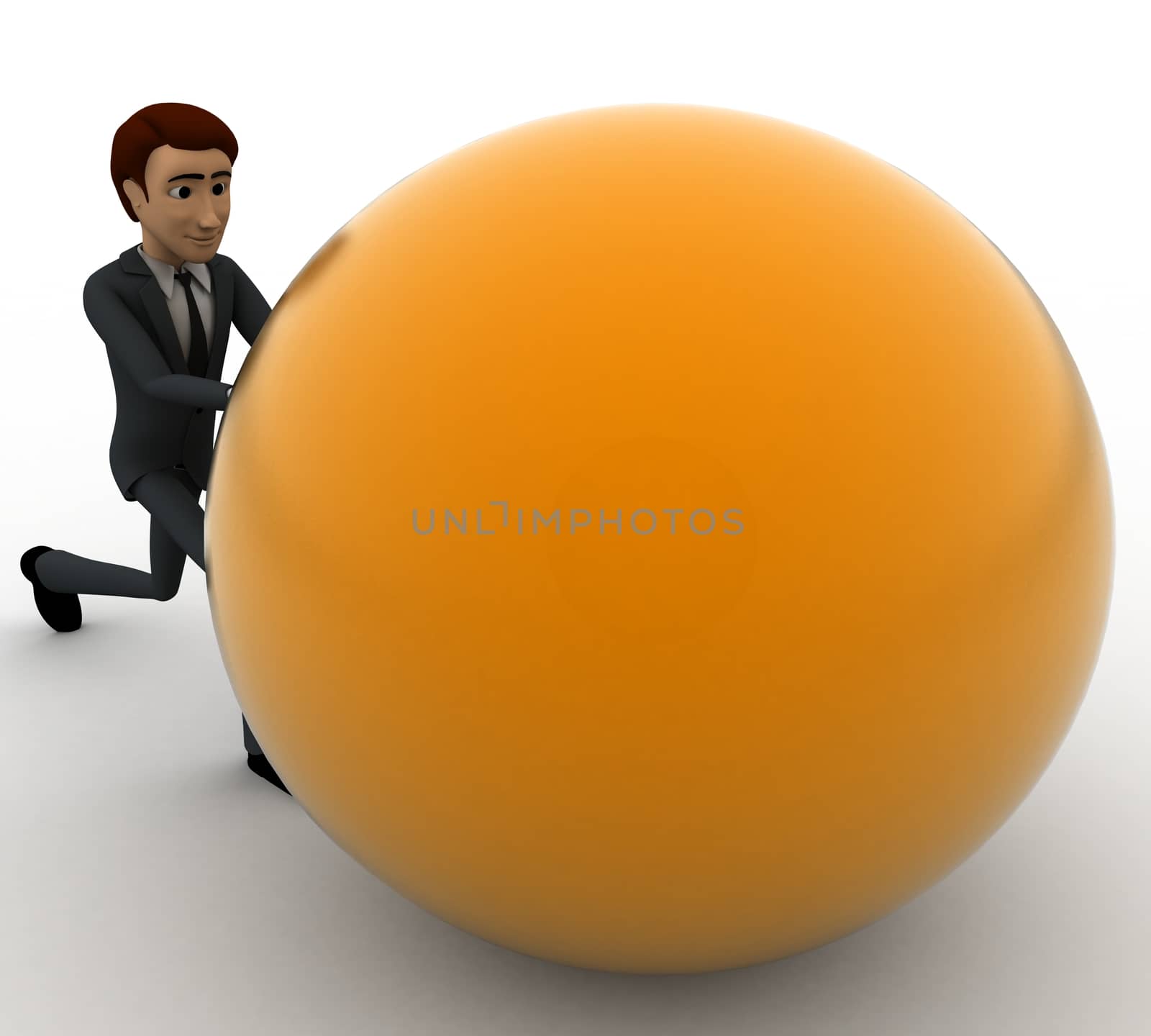 3d man pushing ball concept by touchmenithin@gmail.com