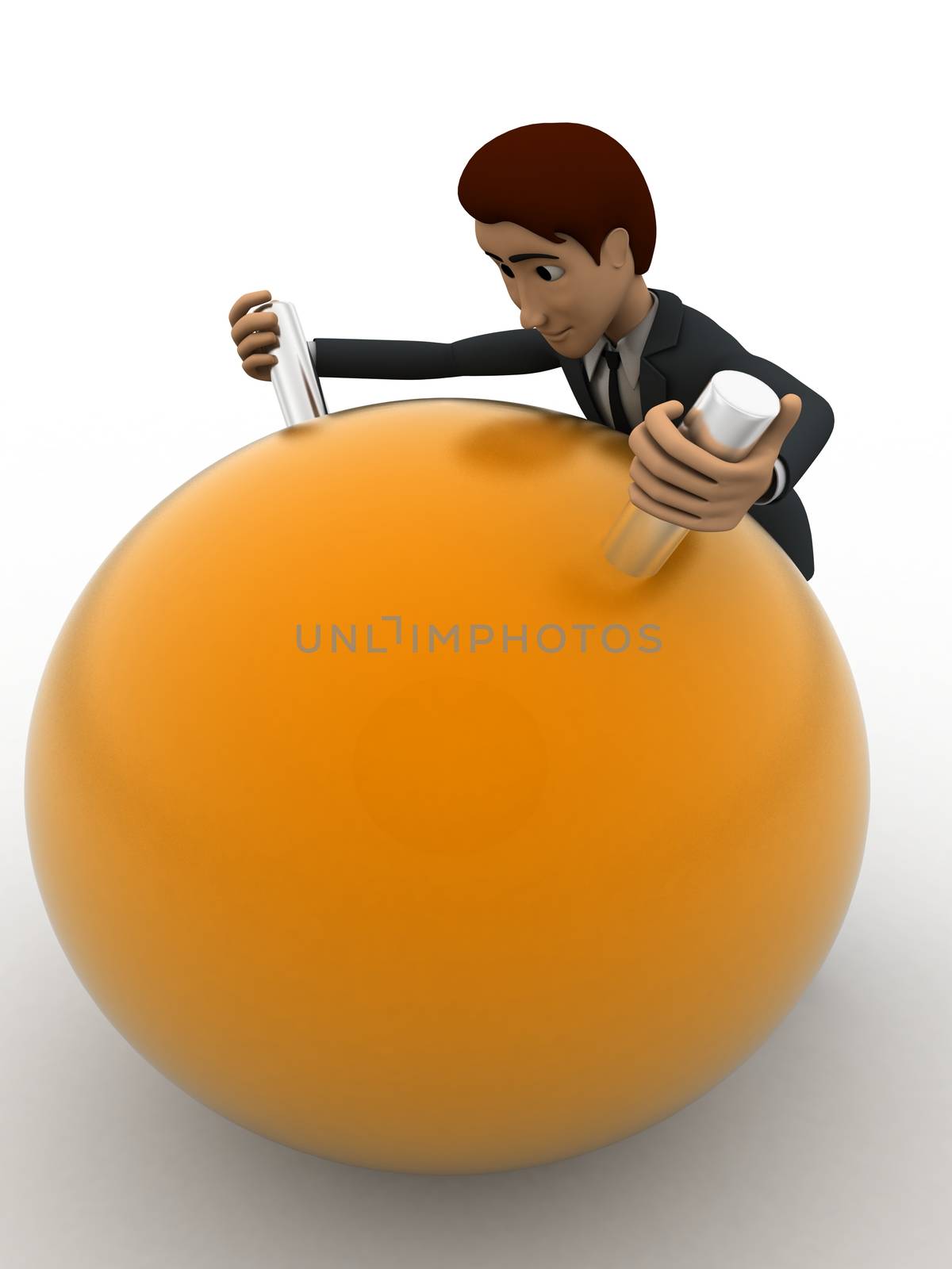 3d man holding two handle of globe concept by touchmenithin@gmail.com