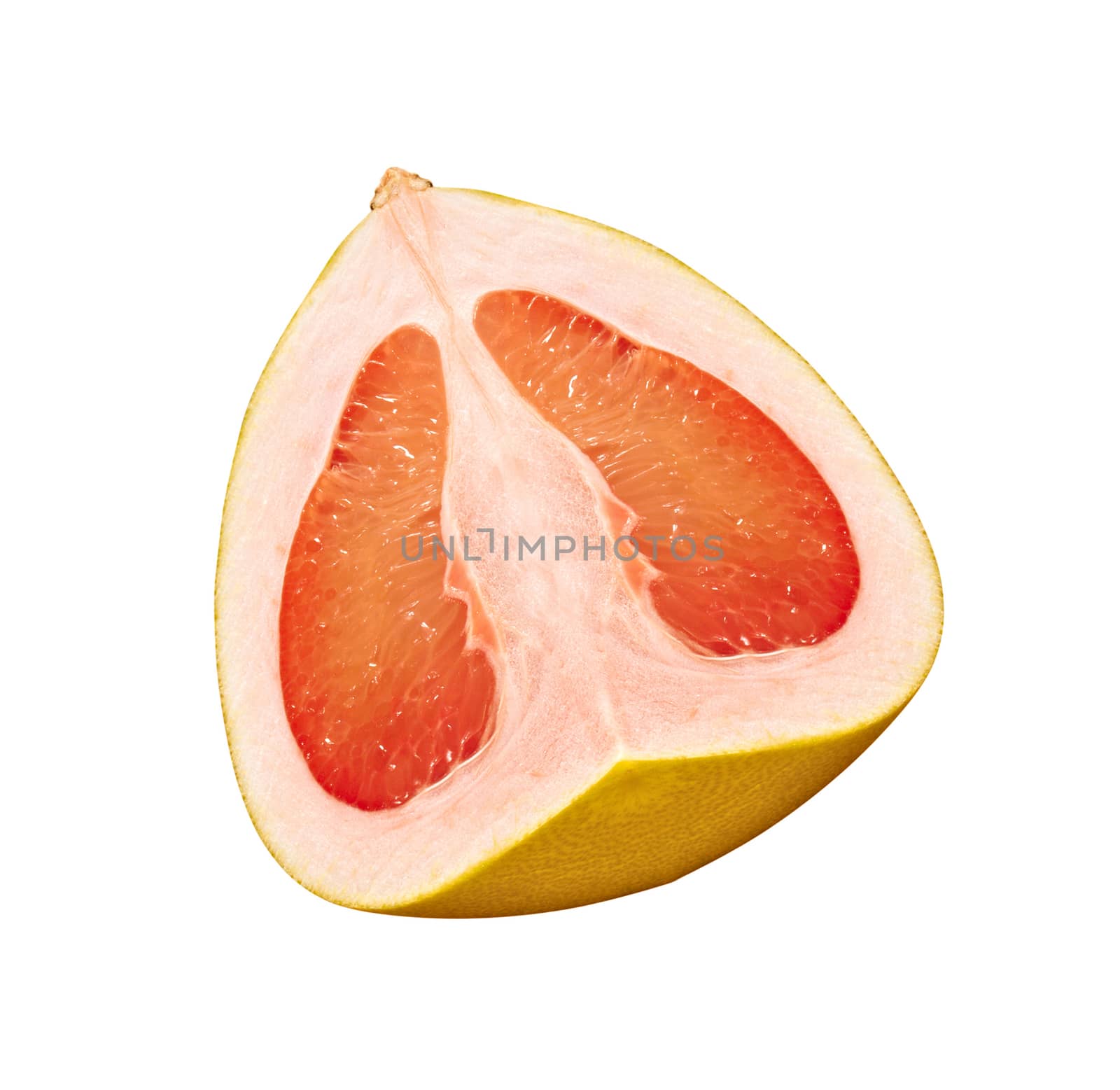 half of fresh pink grapefruit