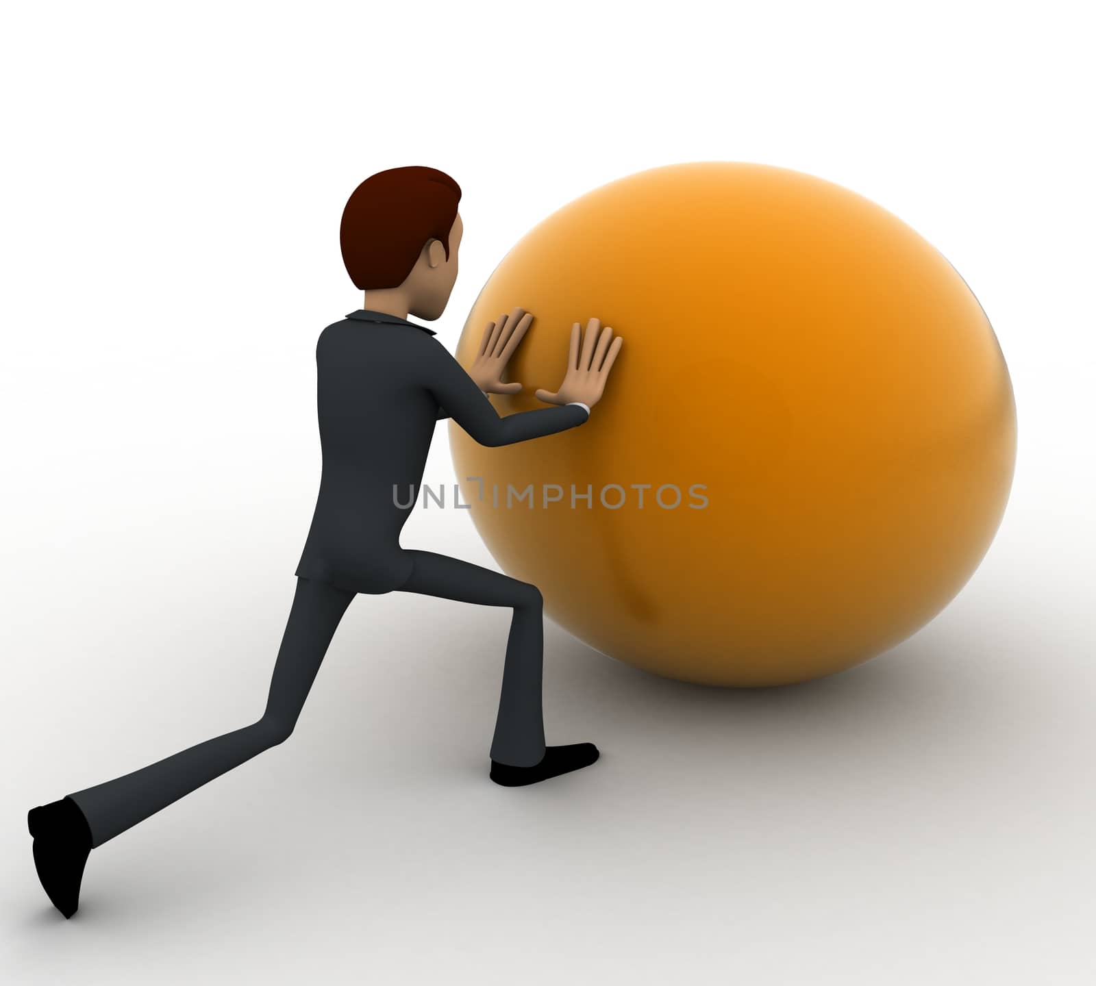 3d man pushing ball concept by touchmenithin@gmail.com