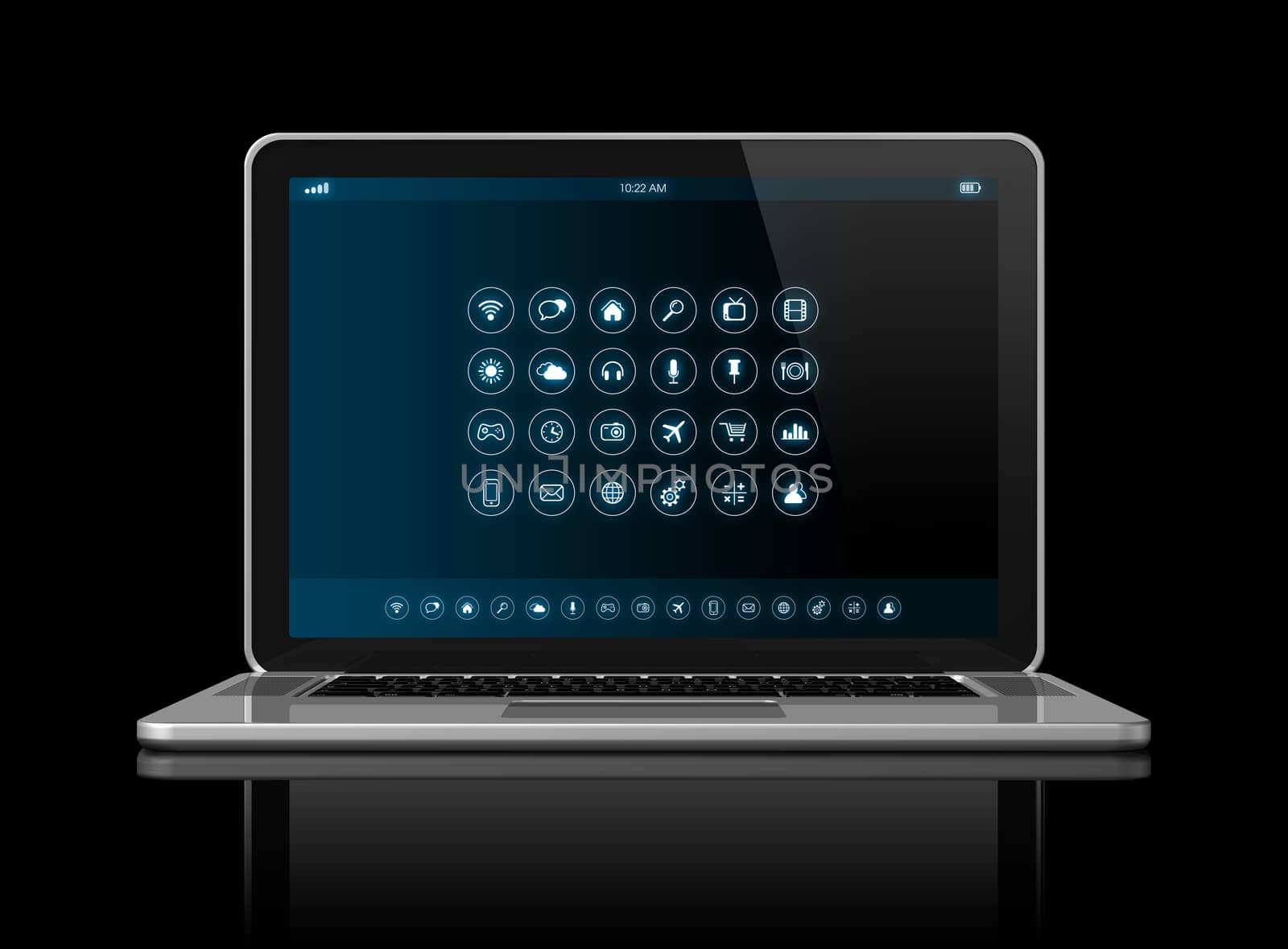 Laptop Computer - apps icons interface by daboost