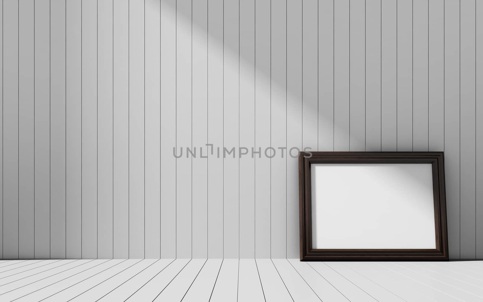 Realistic picture frame on wood background, Perfect for your presentations.