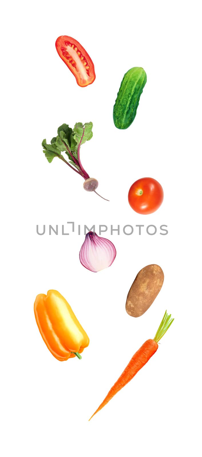Falling fresh color vegetables by ozaiachin