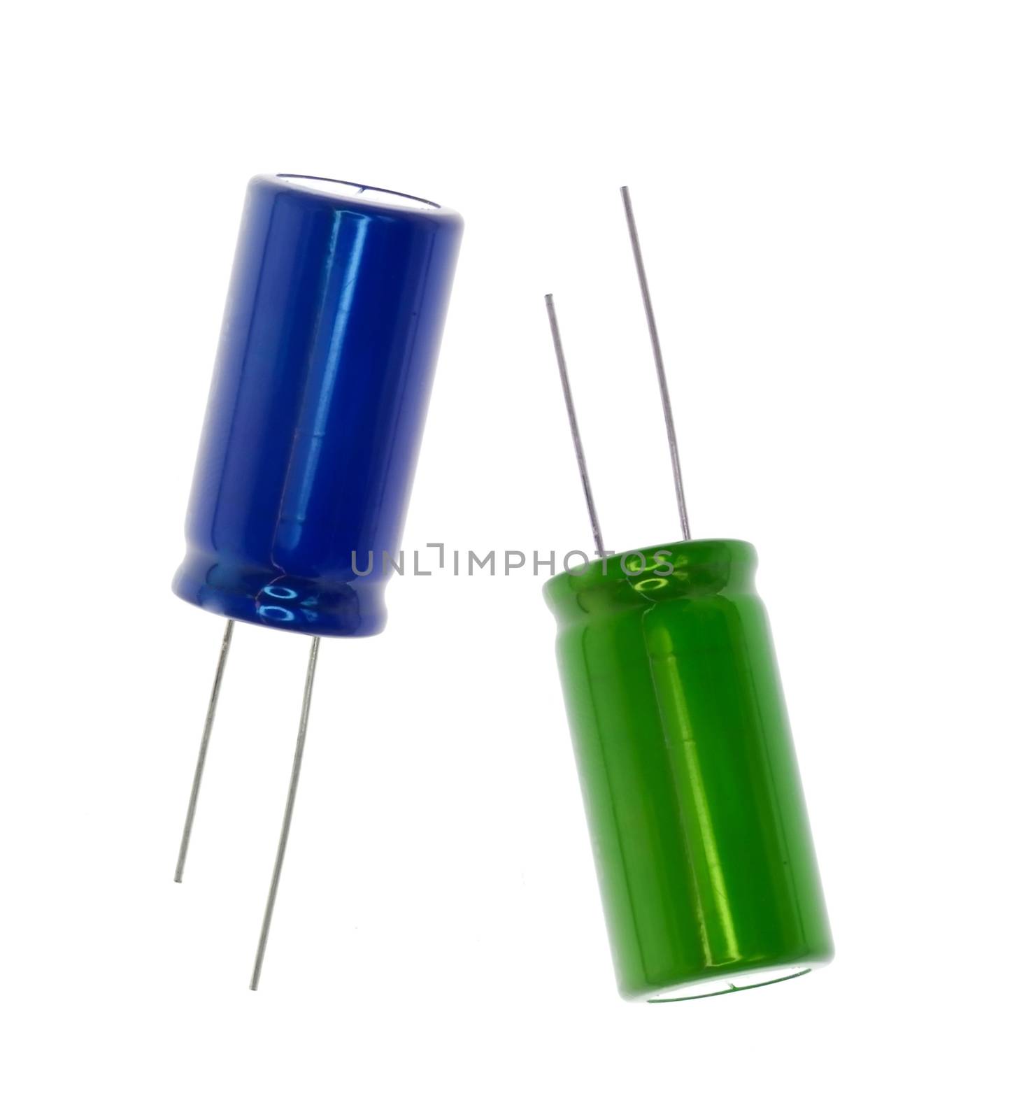 Blue and green electronic capacitor