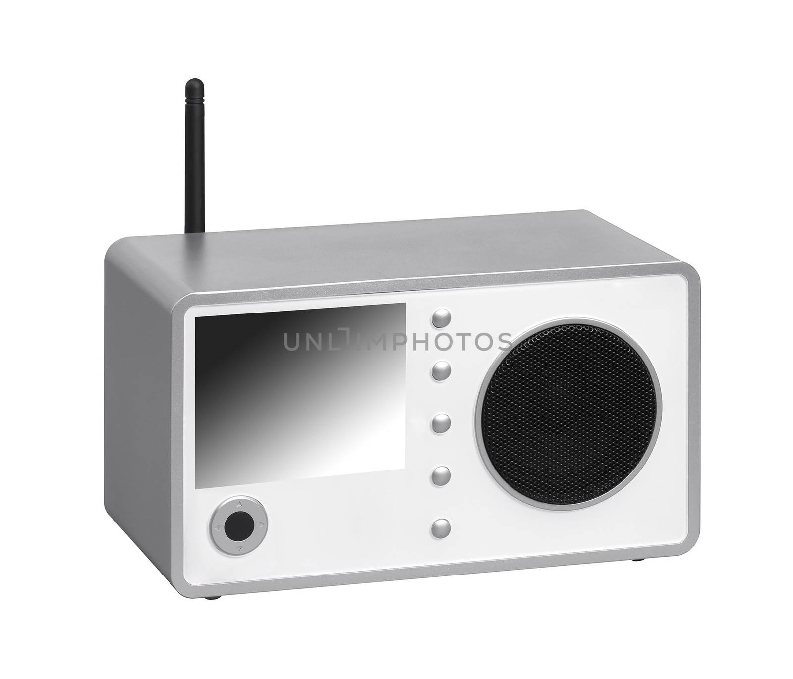 Radio receiver on a white background