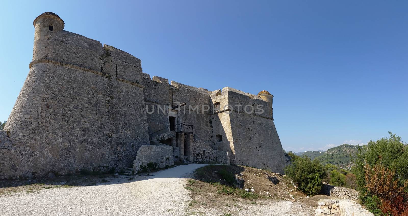 Panoramic view of the Fort du mont Alban. Old fortification near the city of Villefranche-sur-Mer