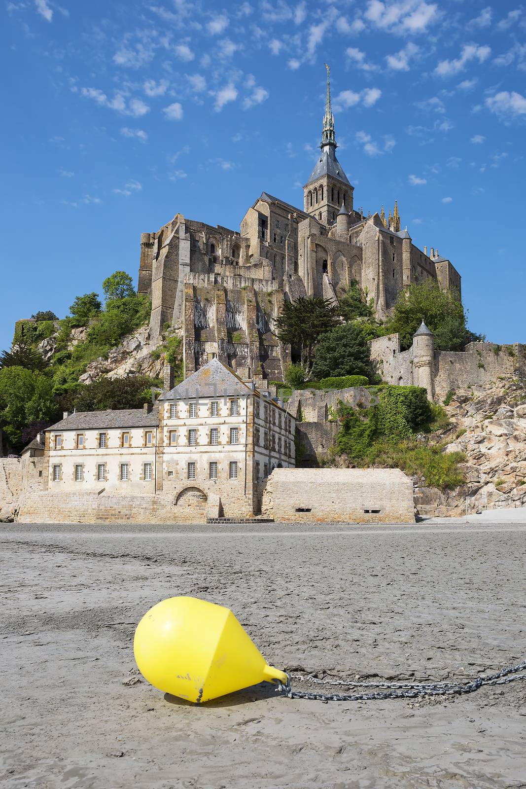 View of famous Mont-Saint-Michel and buoy, France, Europe.