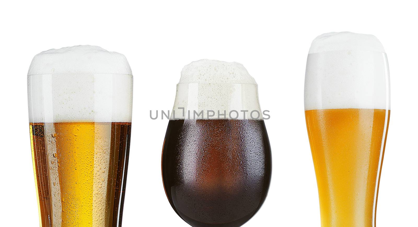 Glass of beer with isolated on white by ozaiachin