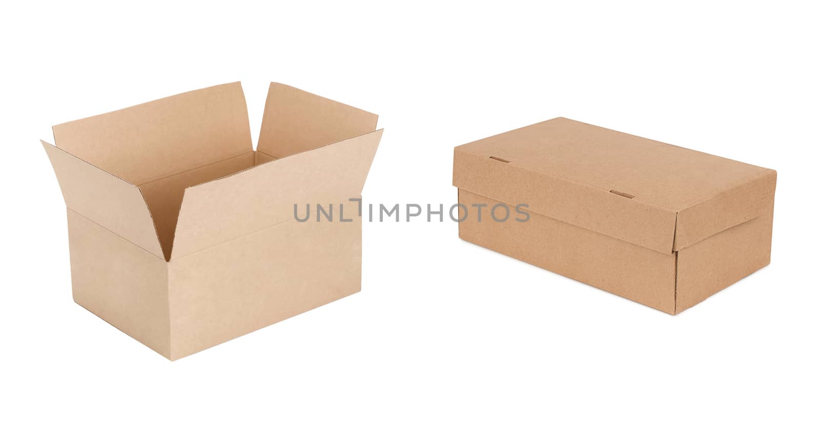 open and closed boxes isolated on white