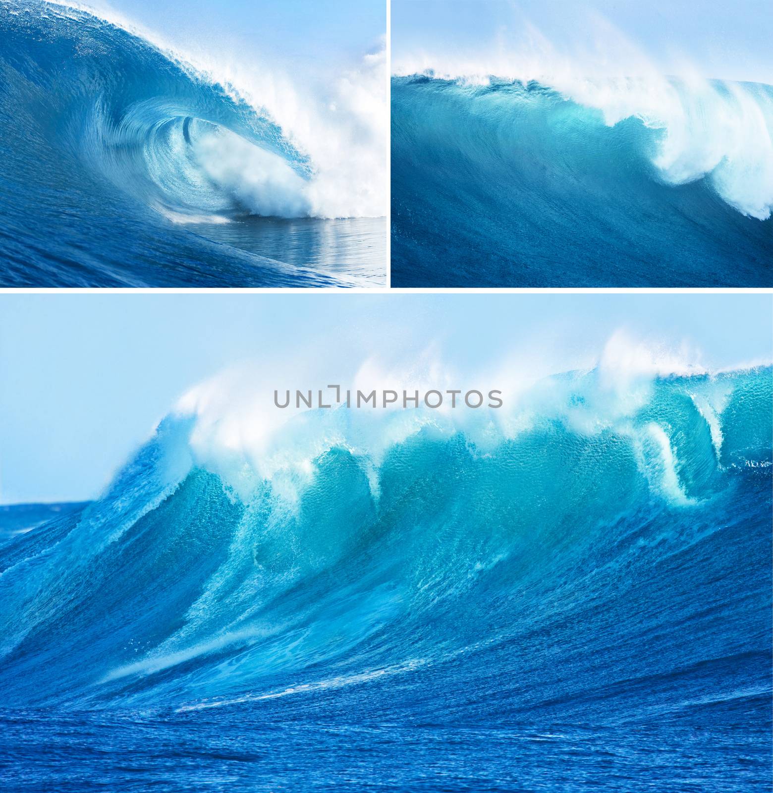 Collage of photos with sea waves