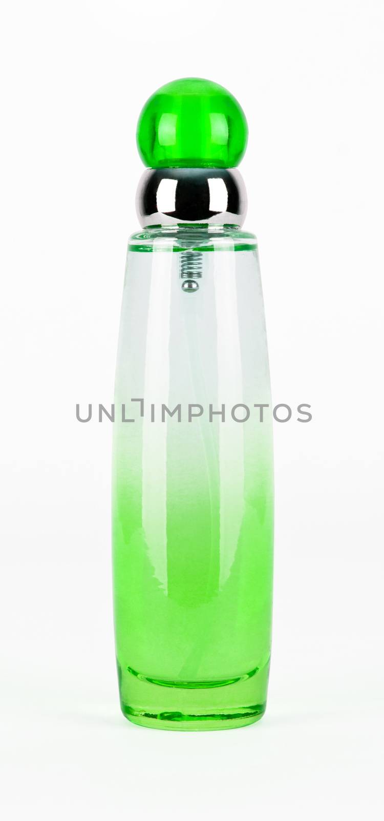 green parfume bottle isolated