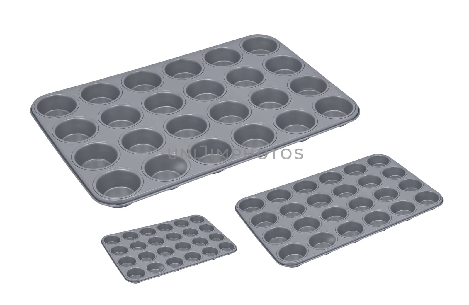 Baking forms isolated on white background.