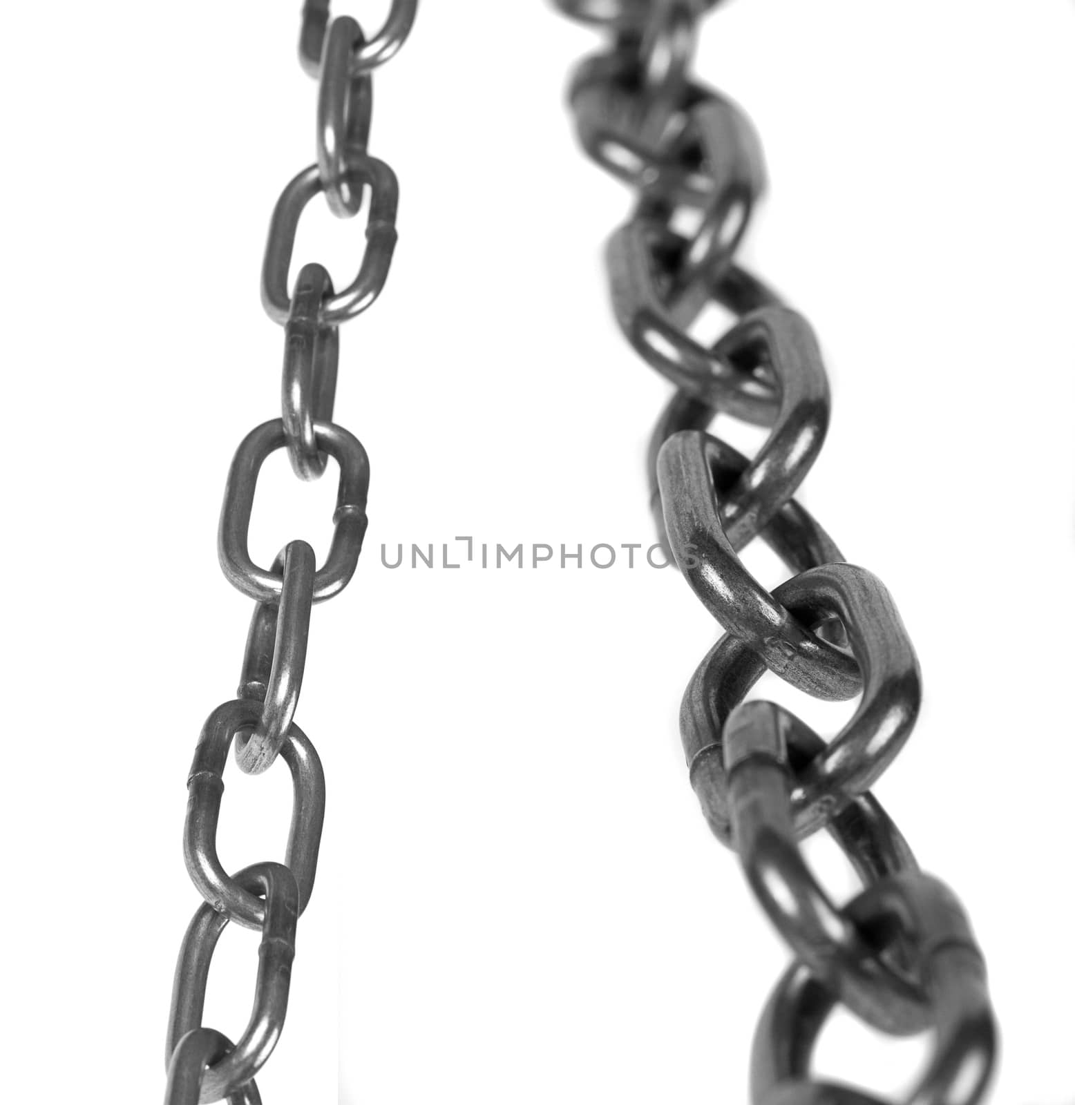 Metal chain parts isolated on white background. by ozaiachin