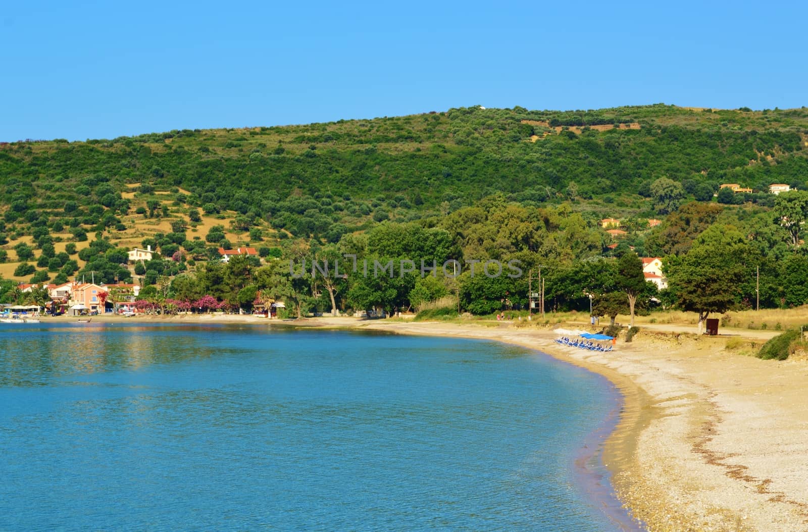 A peaceful beach scene, photographed at Katelios on the beautiful Greek Island of Kefalonia.
