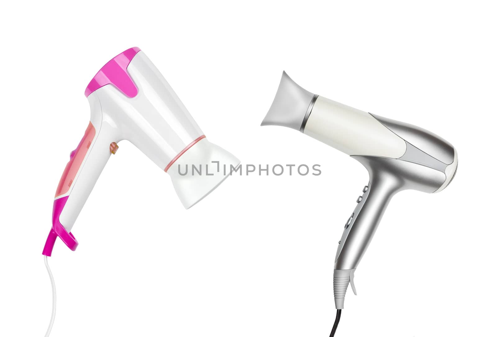Gray hairdryer isolated on white by ozaiachin