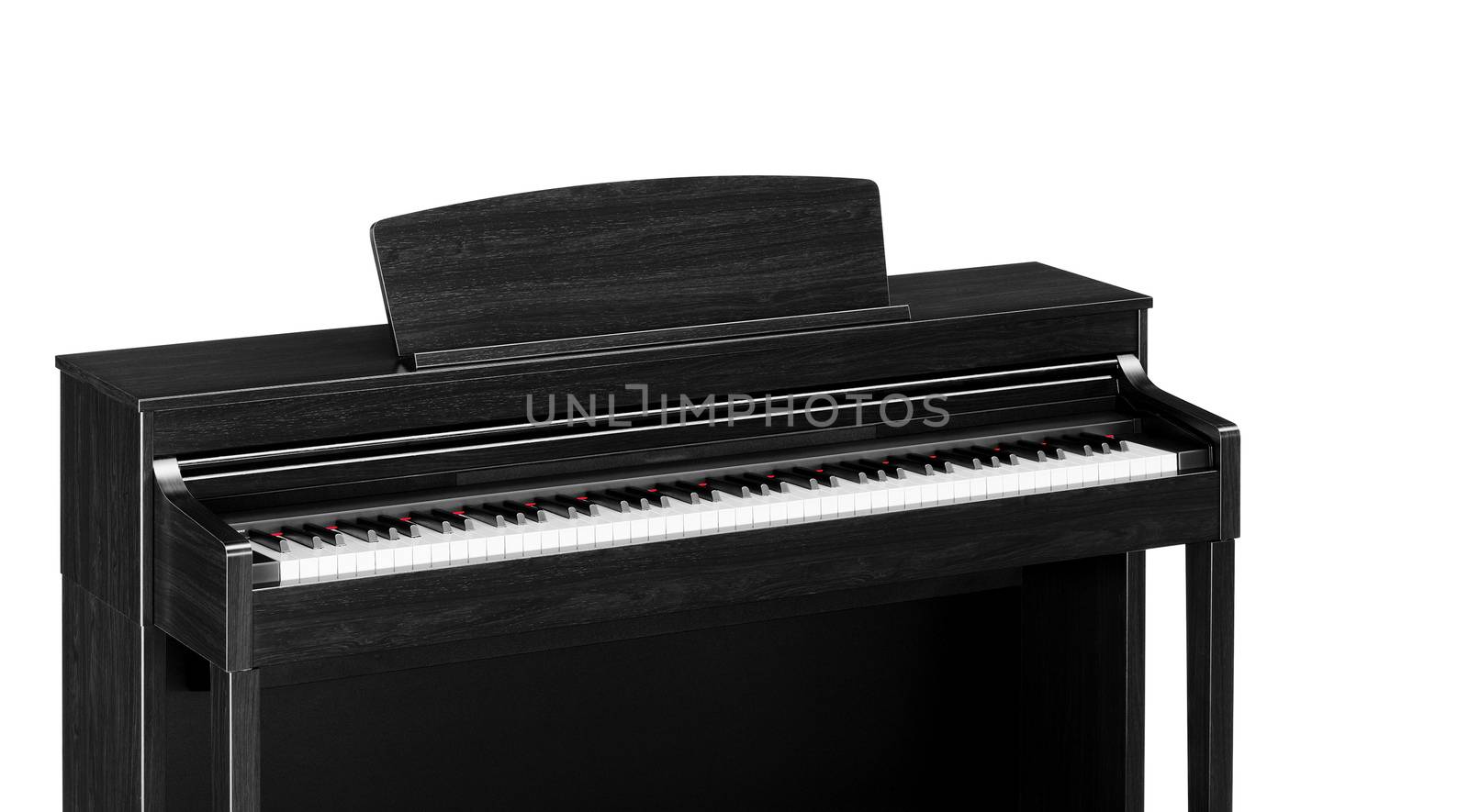 Real black grand piano isolated on white by ozaiachin