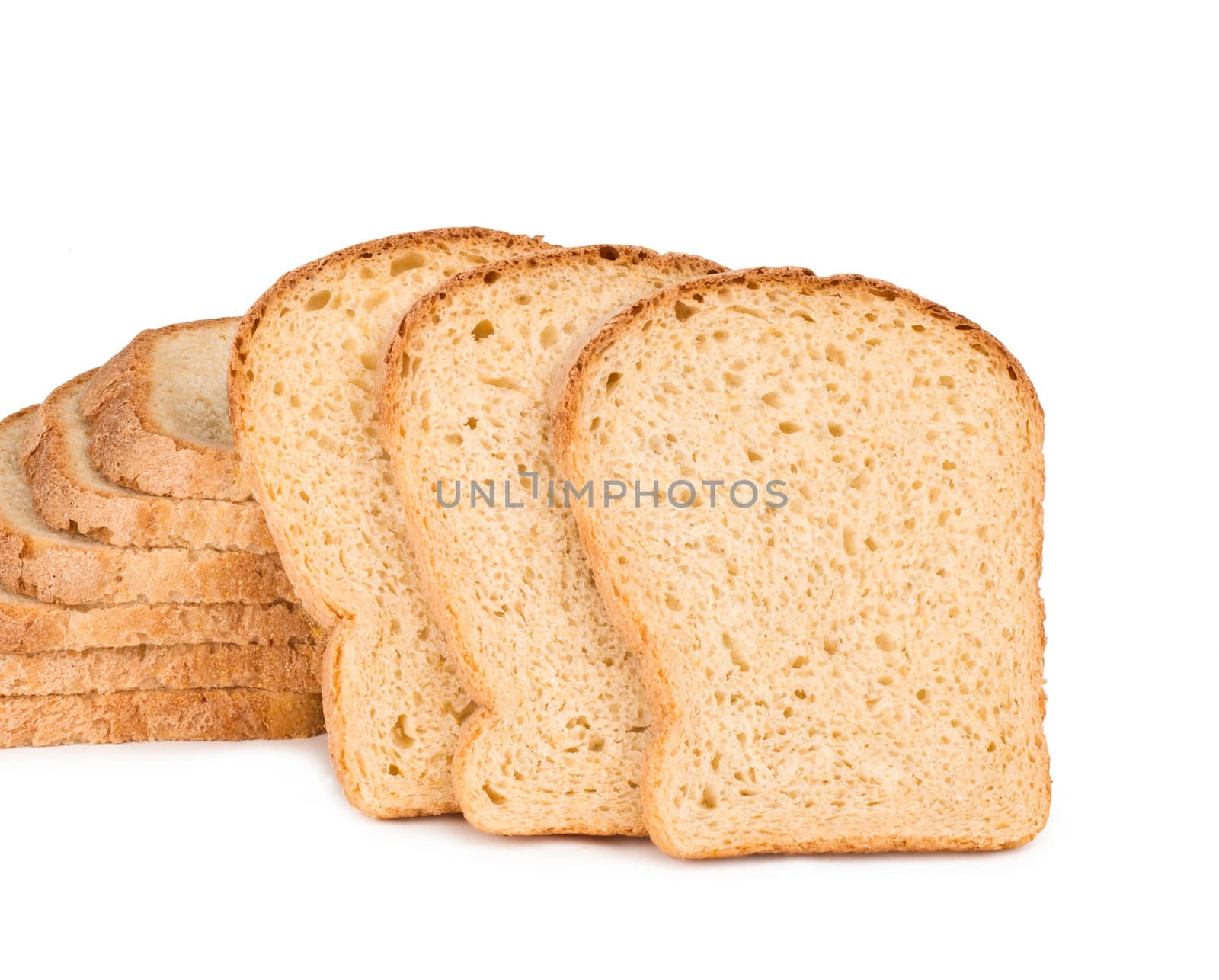 wheaten bread sliced, on white by ozaiachin
