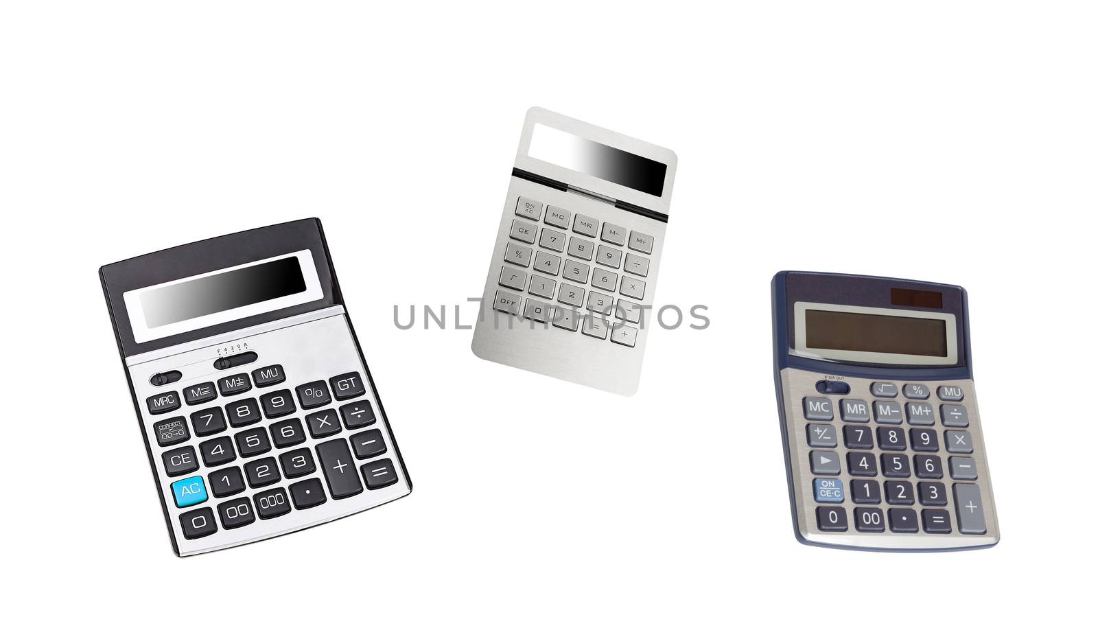 Top view of a calculators isolated