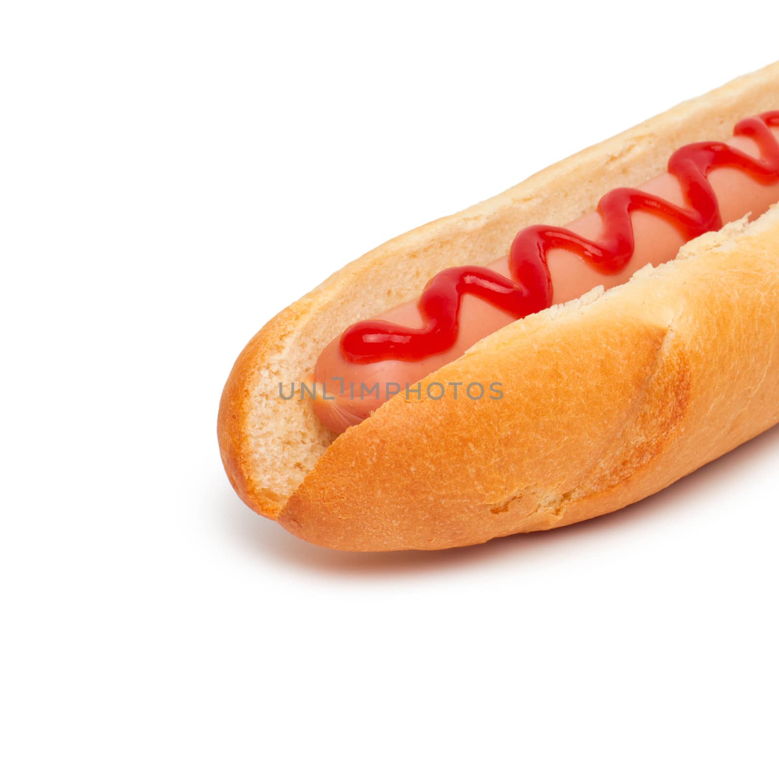 hot dog close-up on white background
