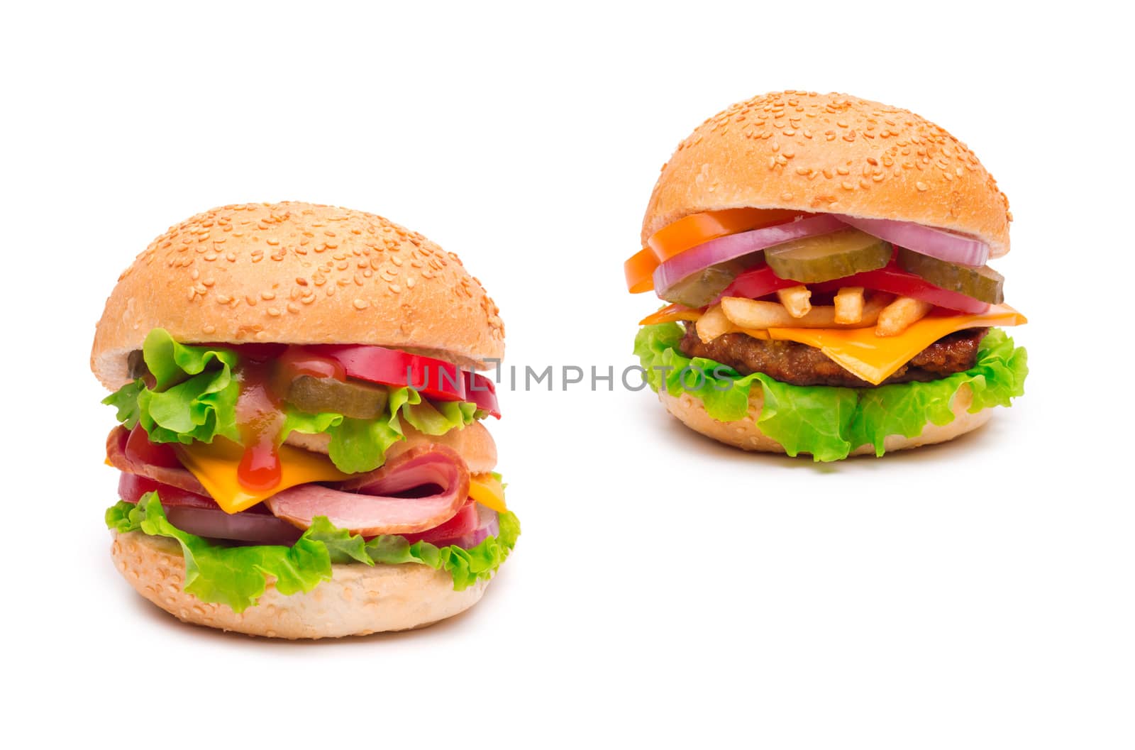 cheeseburgers isolated on white