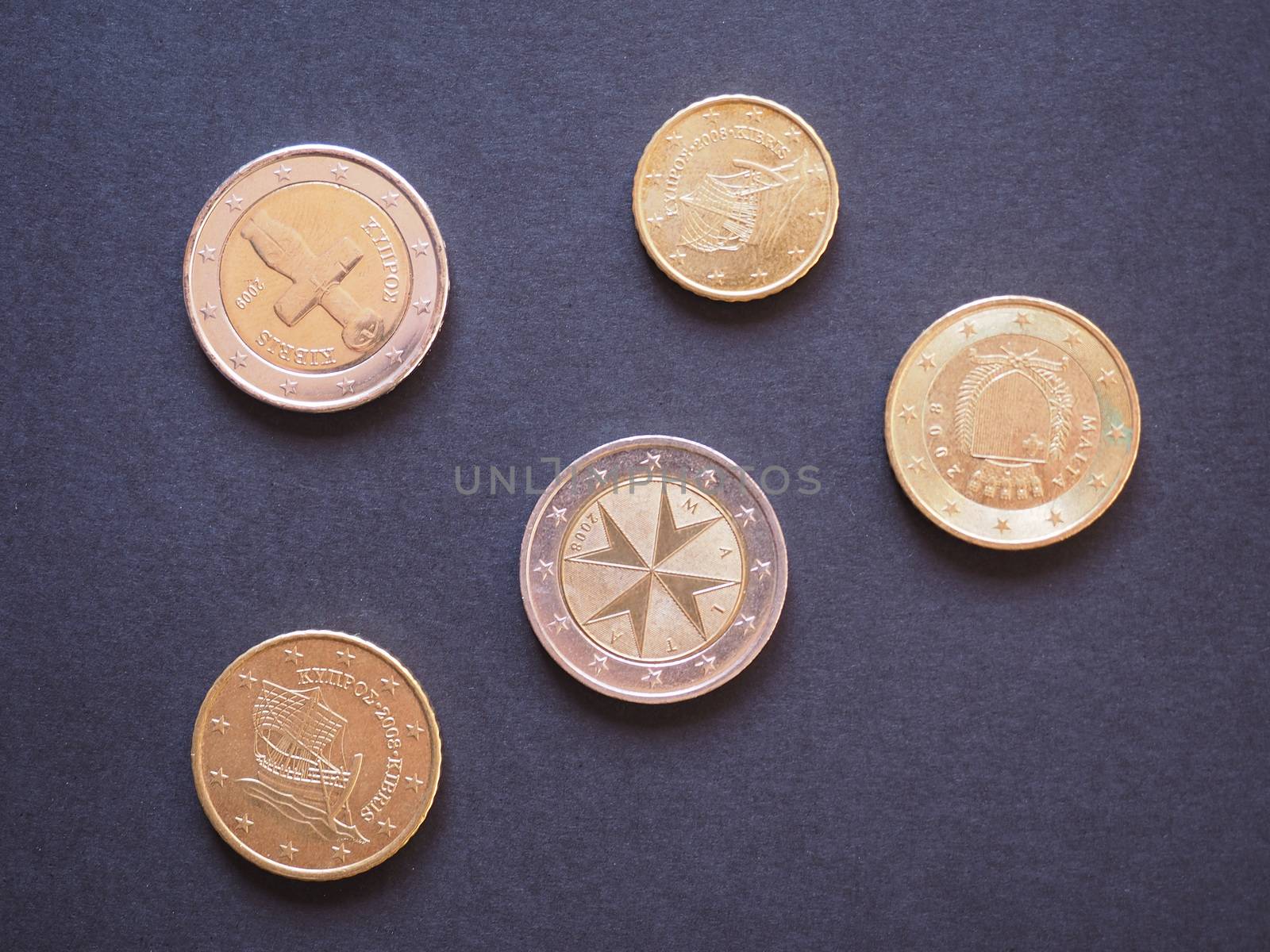Euro coins EUR from Malta and Cyprus - Legal tender of the EU