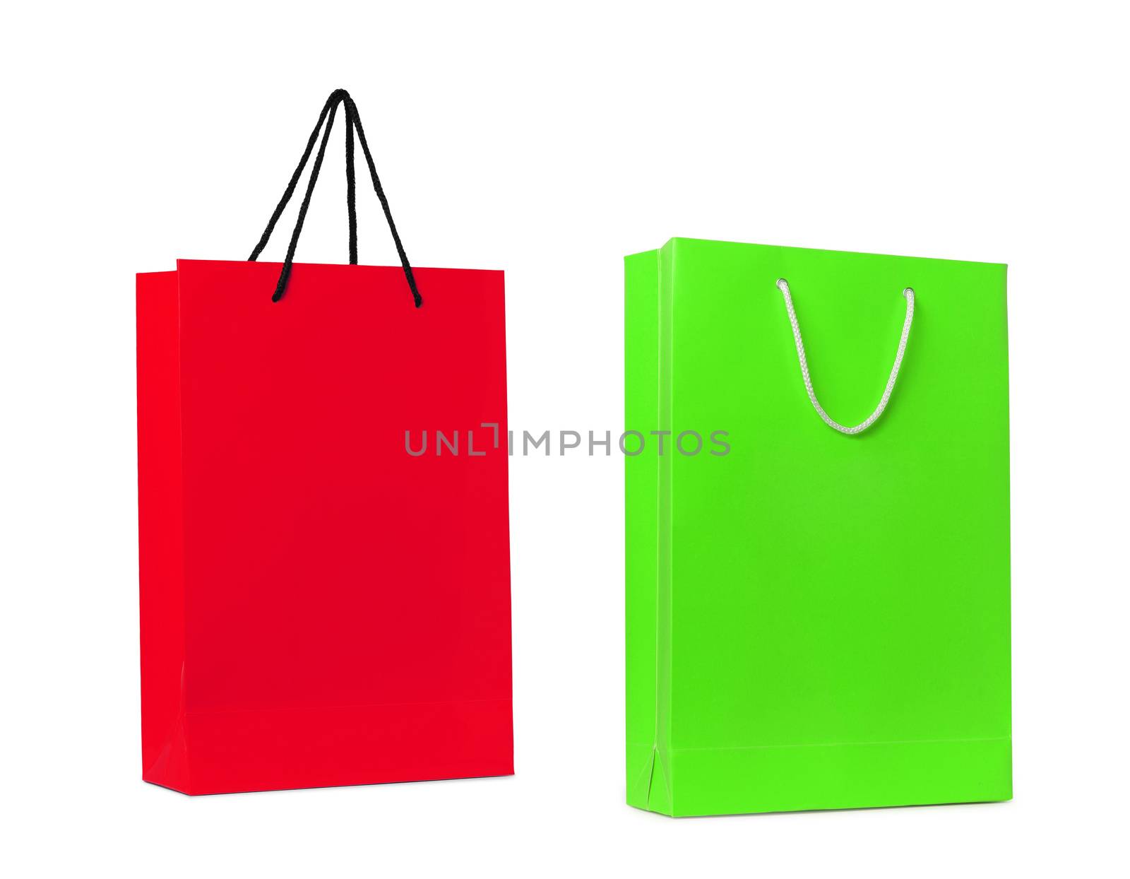 red and green shopping bag isolated