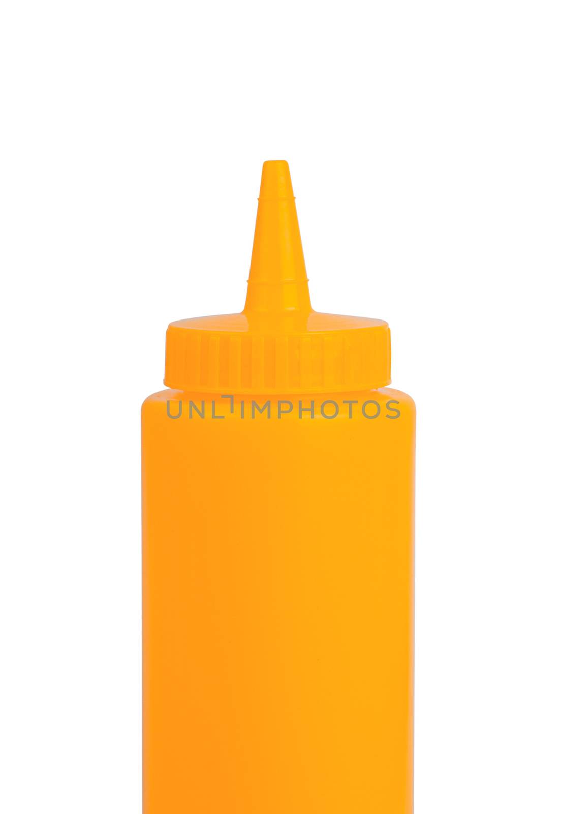 mustard bottle on a white background