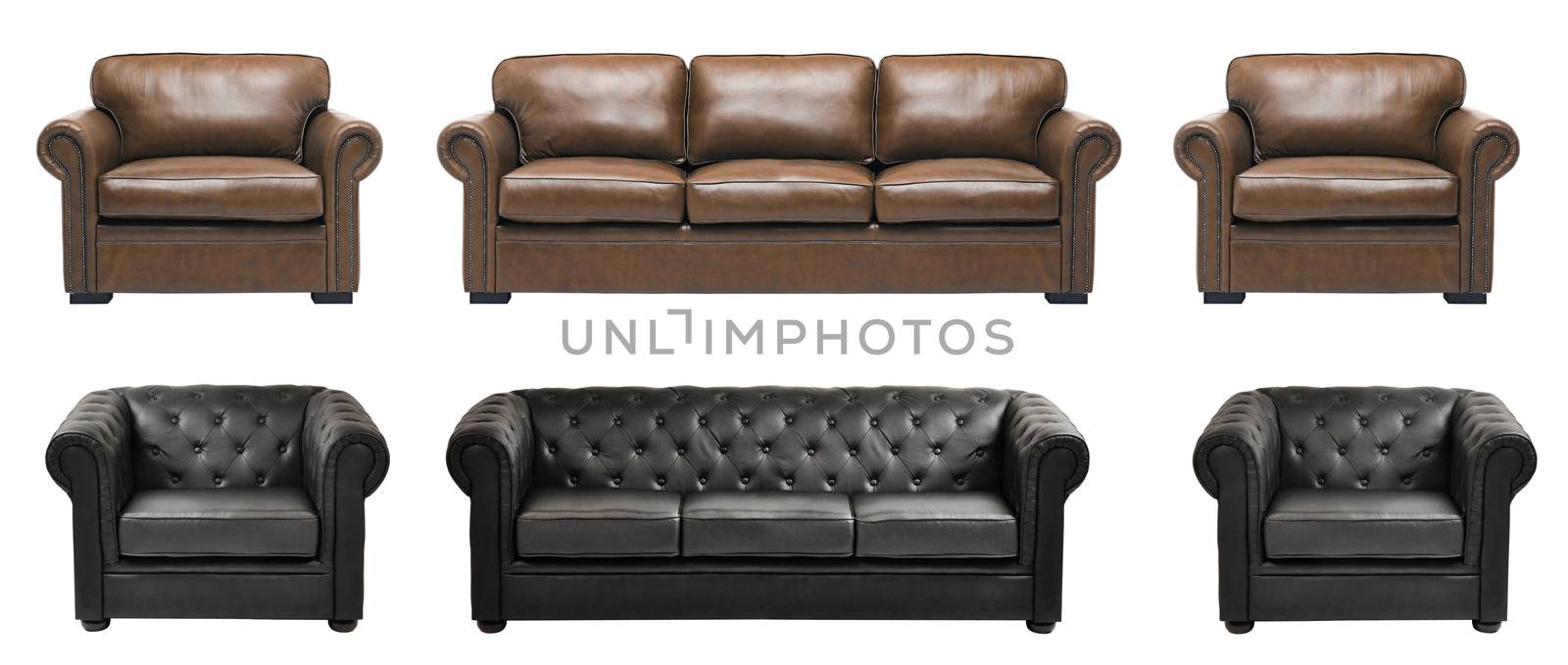 Nice and luxury leather sofa with armchairs by ozaiachin
