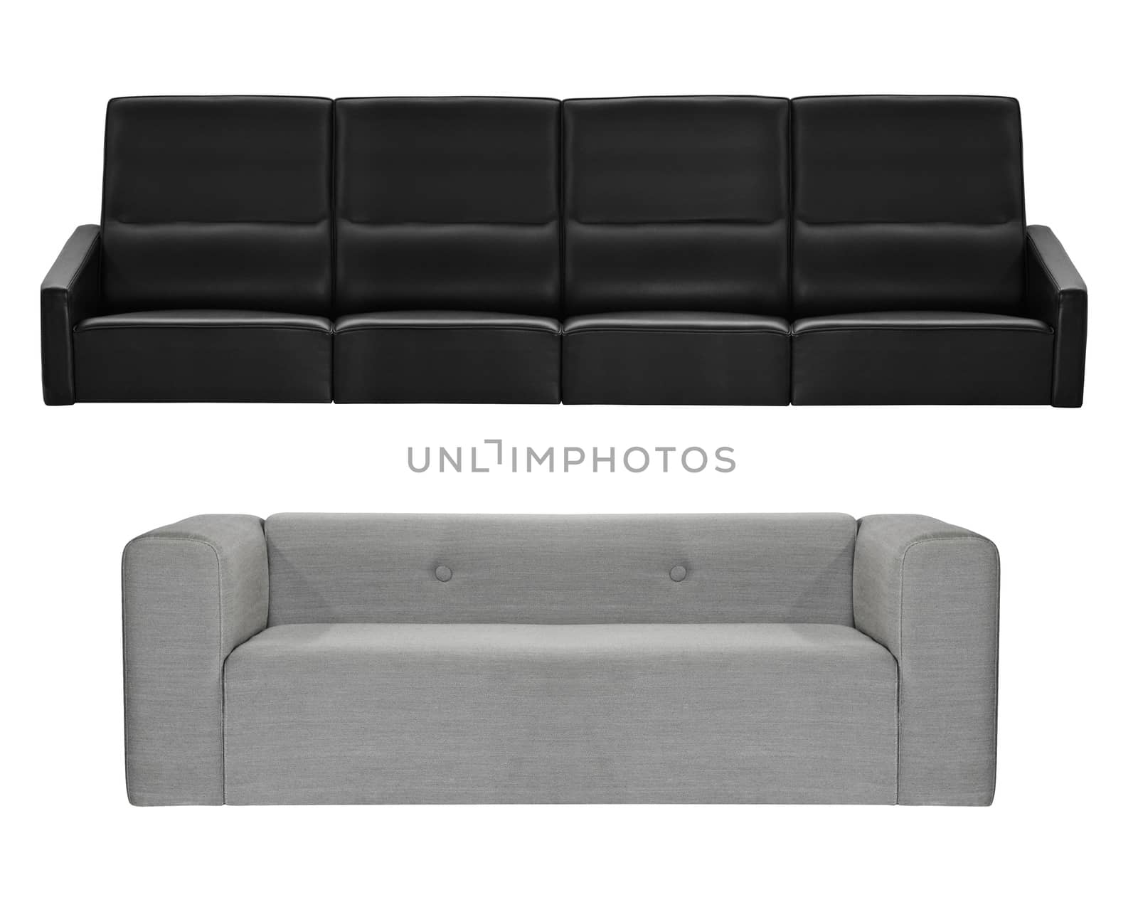 grey and black modern sofa isolated by ozaiachin