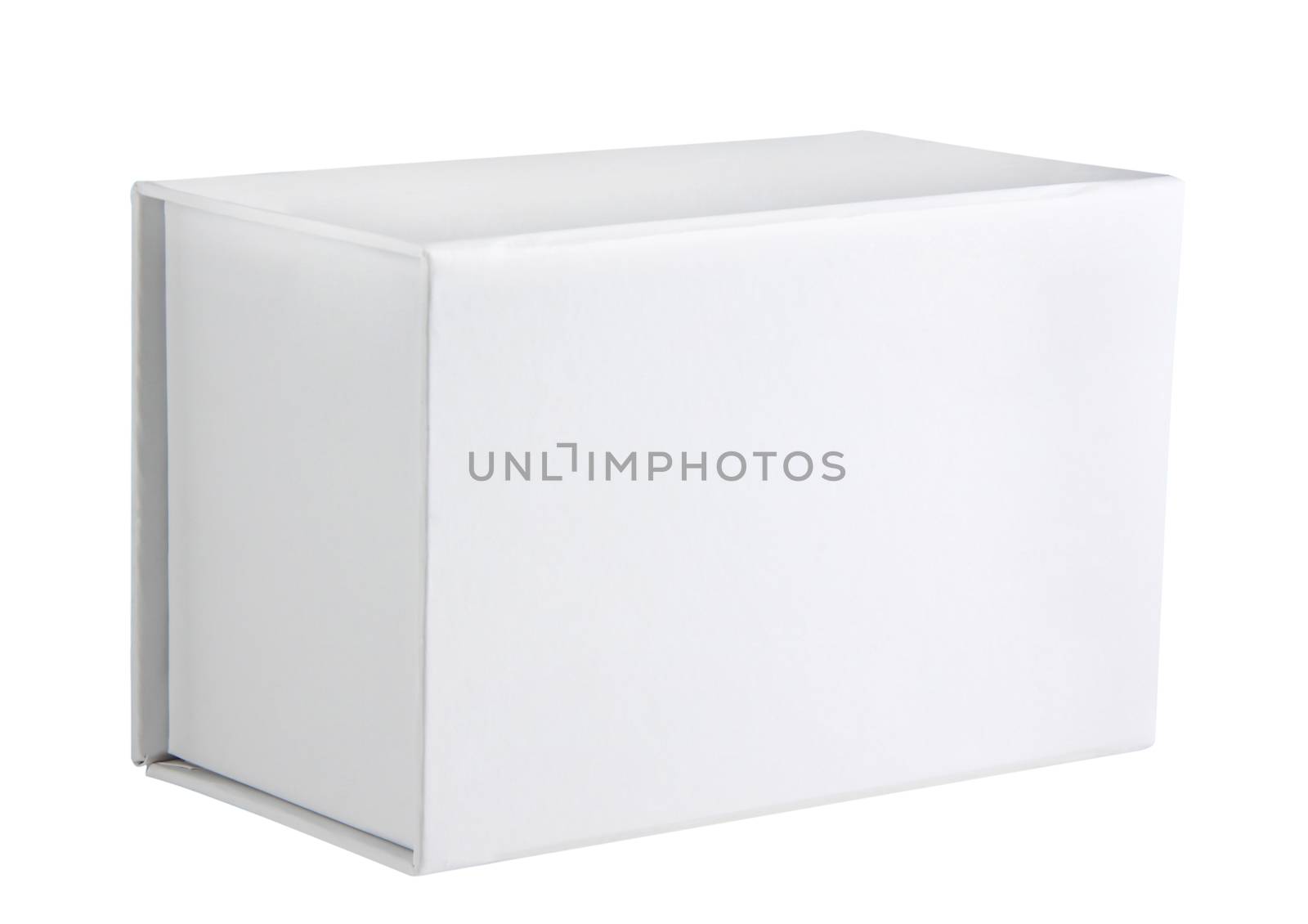 White cardboard box front view isolated on white background by ozaiachin