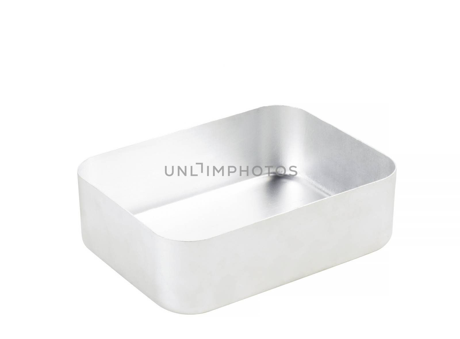 Metal baking pan isolated on white background