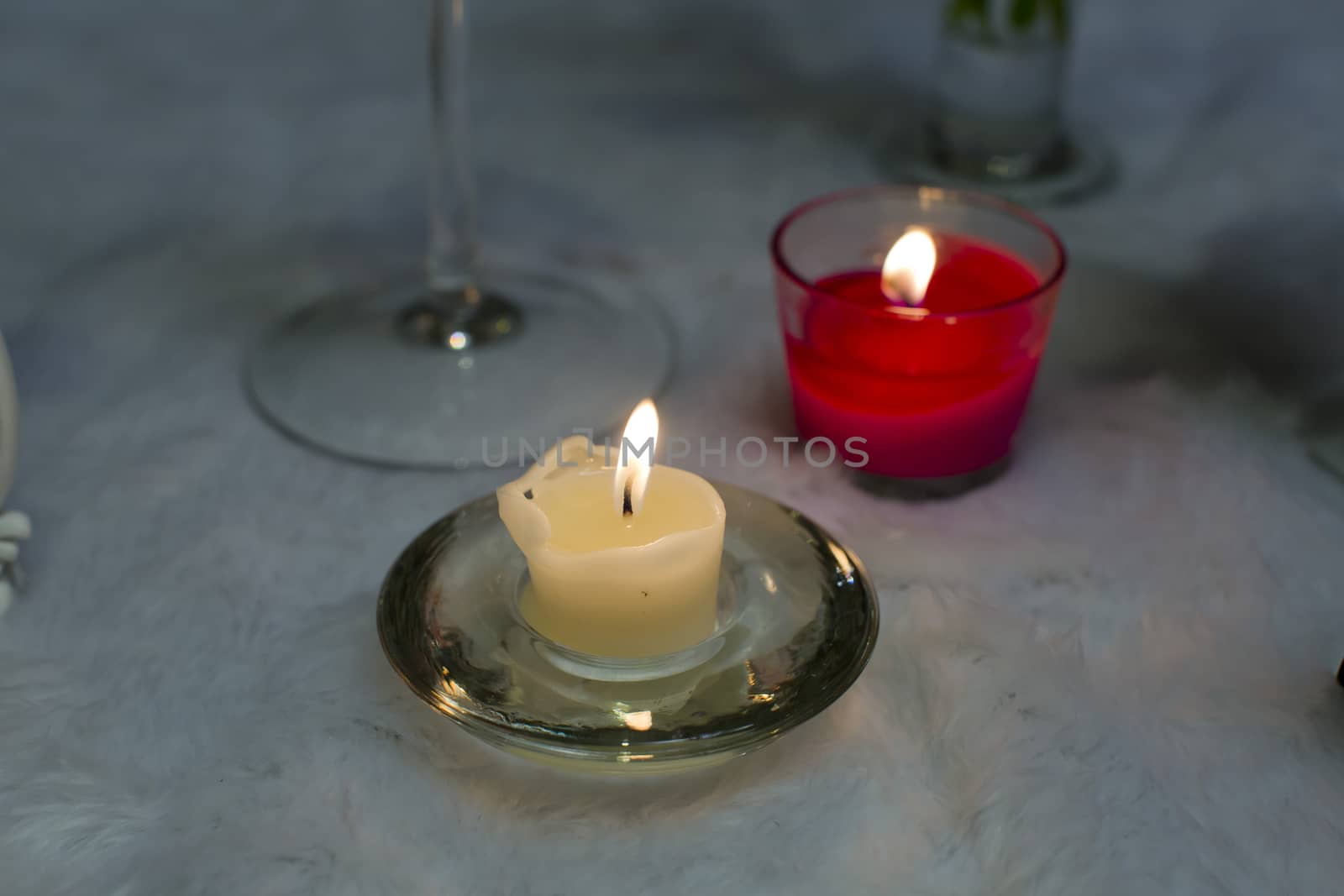 Red and white aromatic candles.