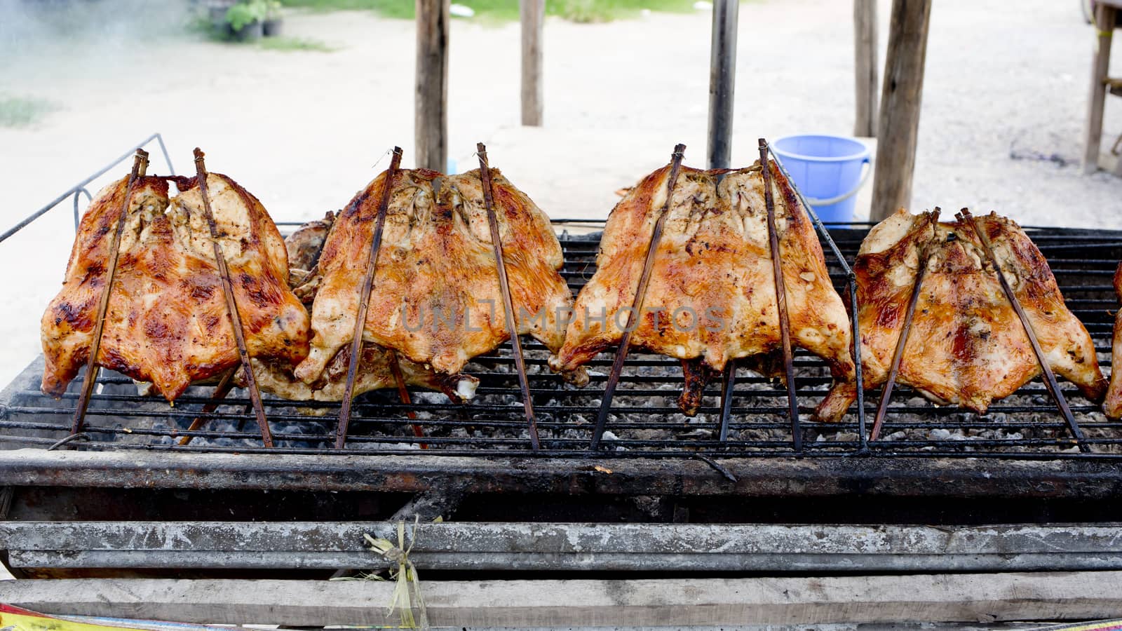 Grilled Chicken on Gridiron Thai Food Dish