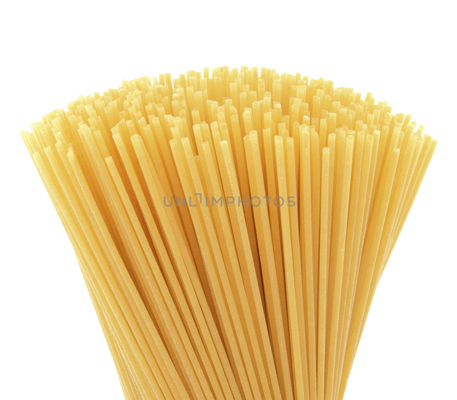 Uncooked pasta spaghetti macaroni isolated on white background by ozaiachin