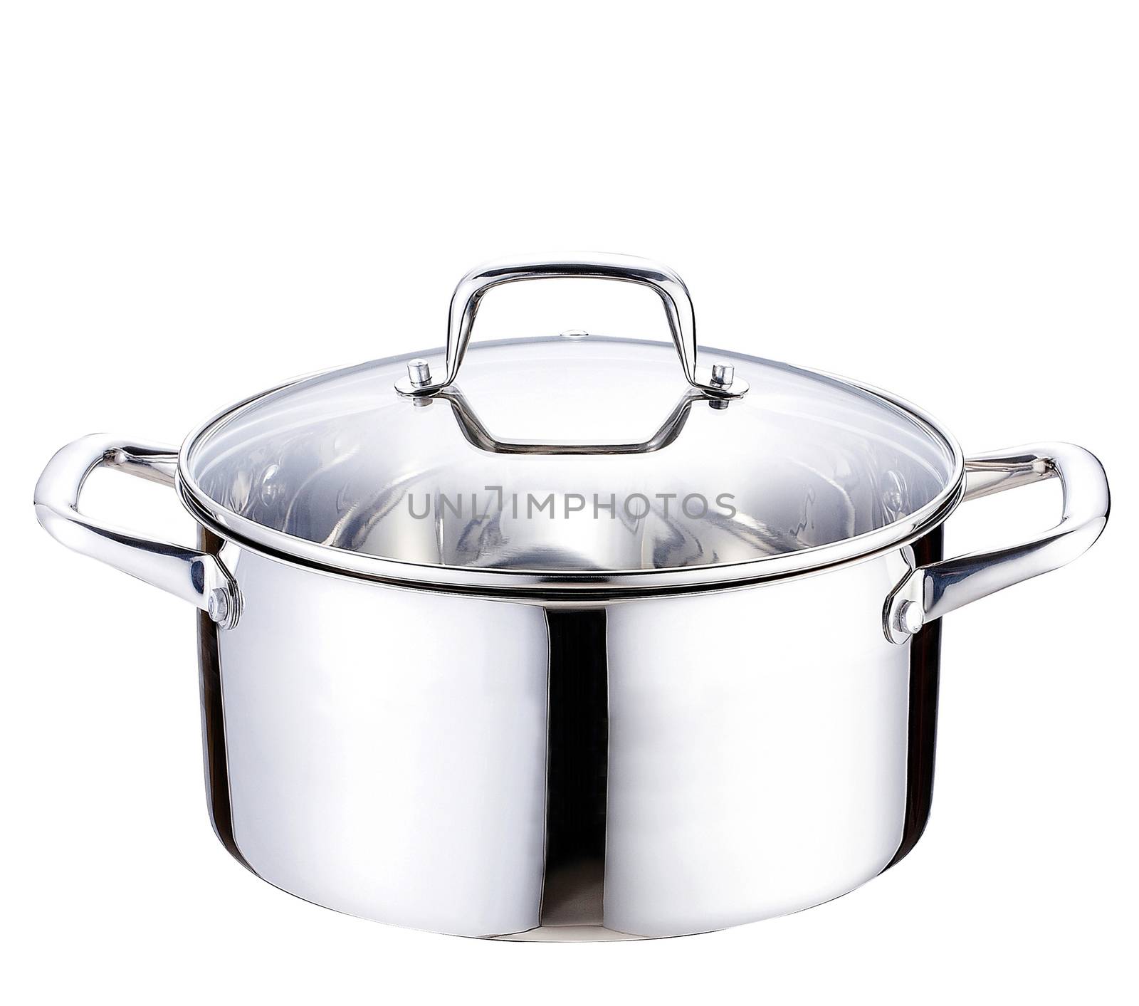 A stainless pan on white background