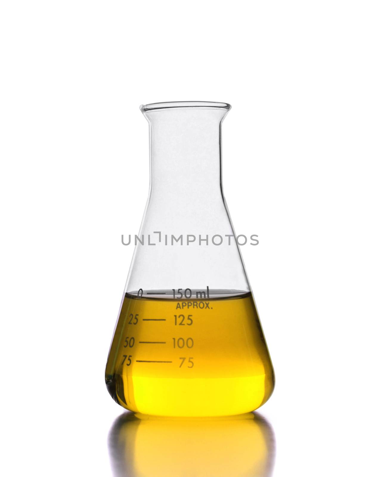 Erlenmeyer flask with yellow solution