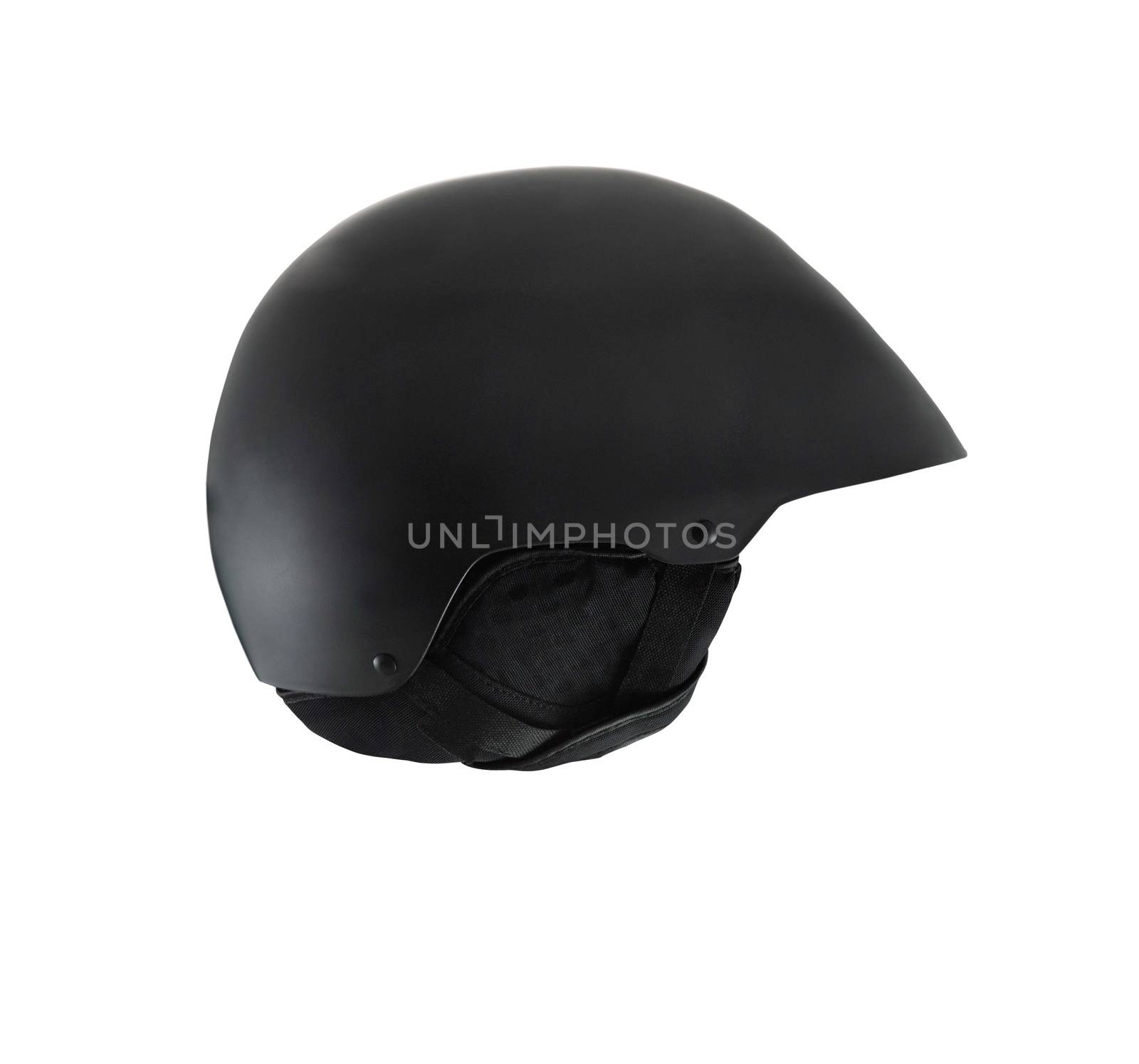 Black open face motorcycle helmet