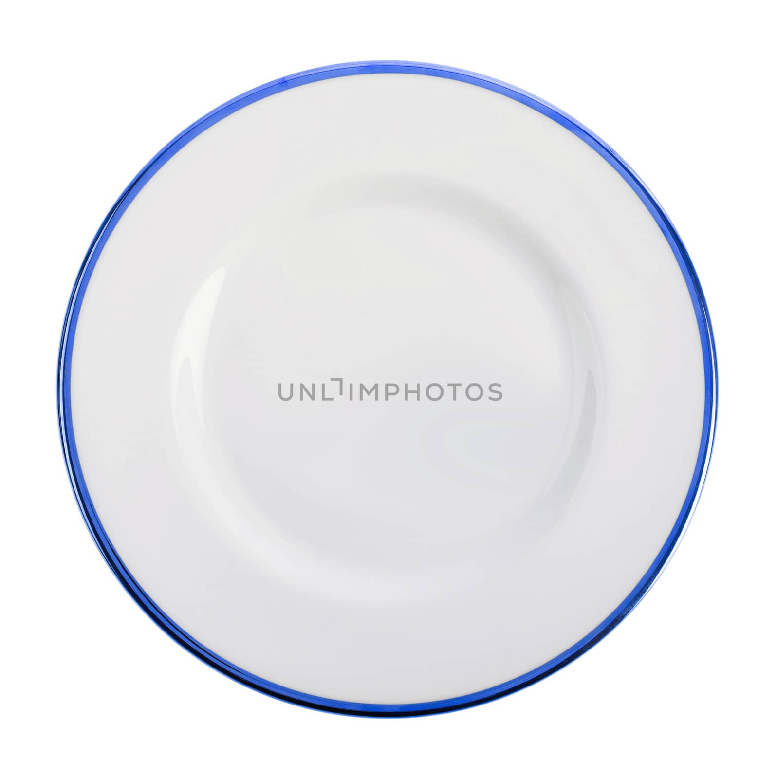 Empty dark blue plate isolated on white